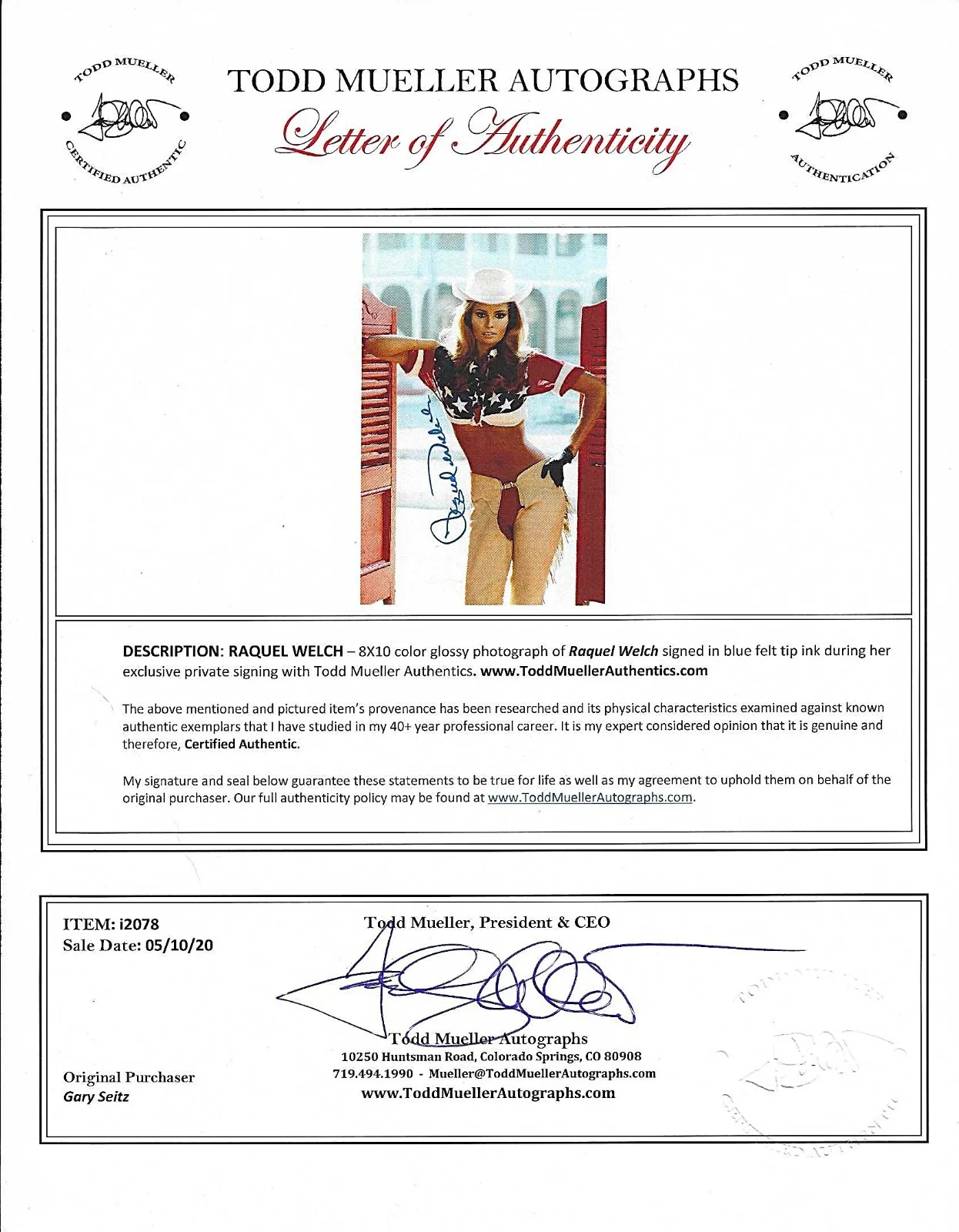 RAQUEL WELCH — RAQUEL WELCH LATE ACTRESS MODEL SEX SYMBOL HAND SIGNED PHOTO -SPECIAL SIGNING, изображение 3