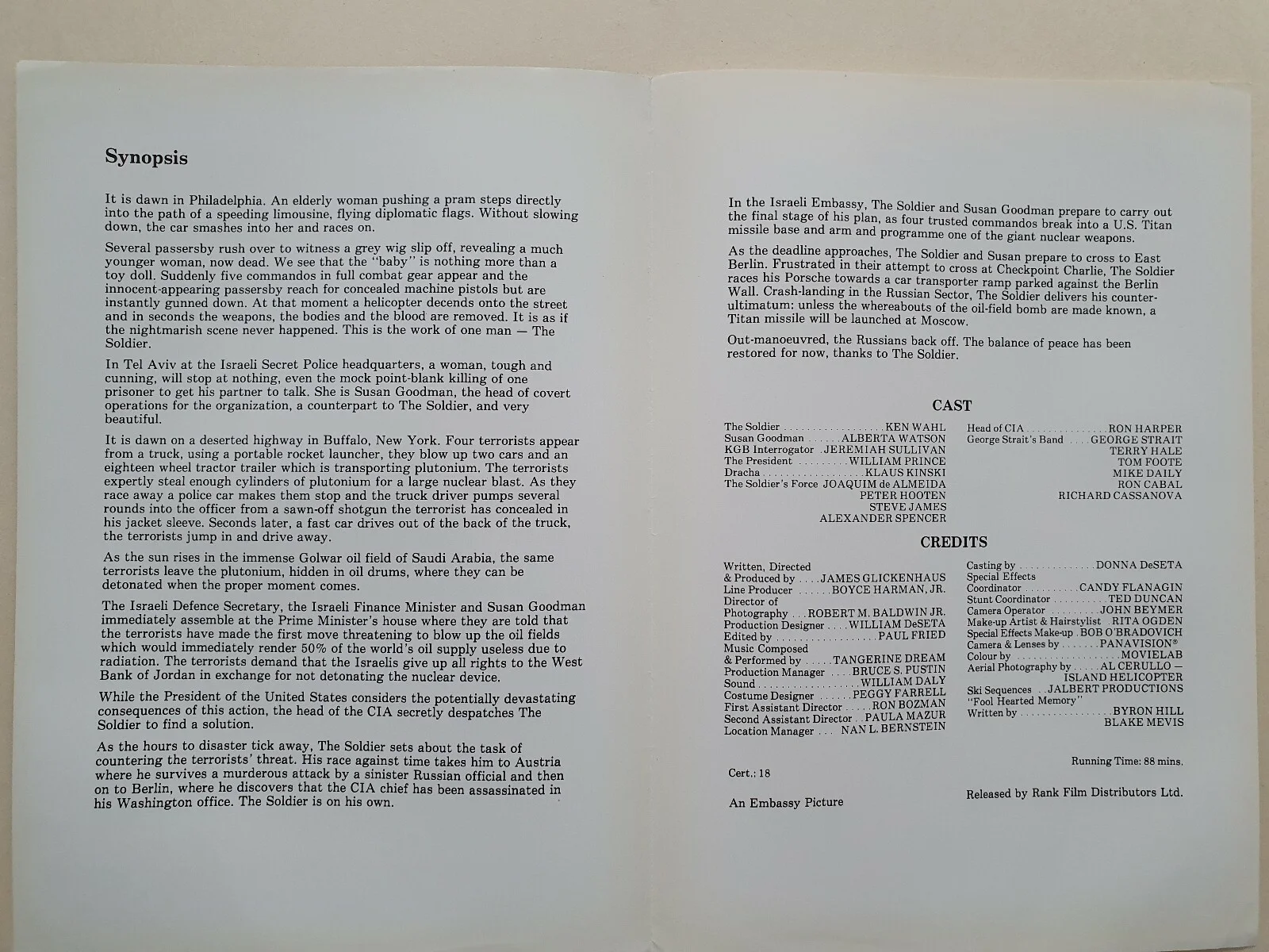 CODENAME THE SOLDIER - VINTAGE ORIGINAL UK SYNOPSIS BOOKLET - KEN WAHL, изображение 2