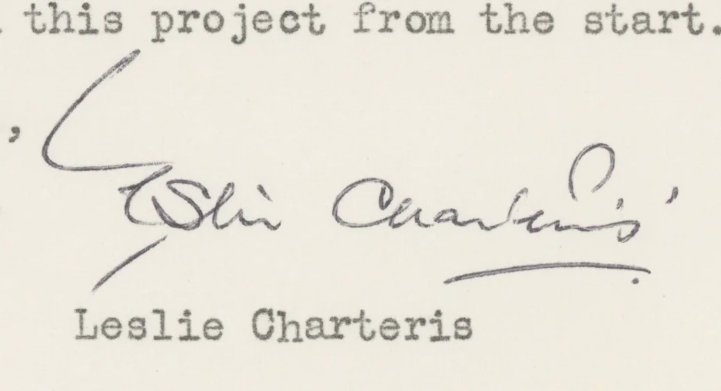Leslie Charteris The Saint Autographed Signed Personal Letter AMCo COA 24737, изображение 2