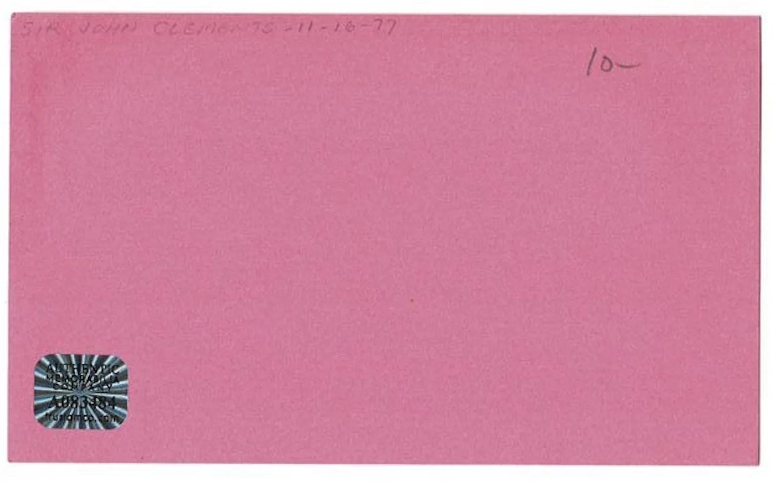 John Clements British Actor Autographed Signed Index Card AMCo COA 7711, изображение 2