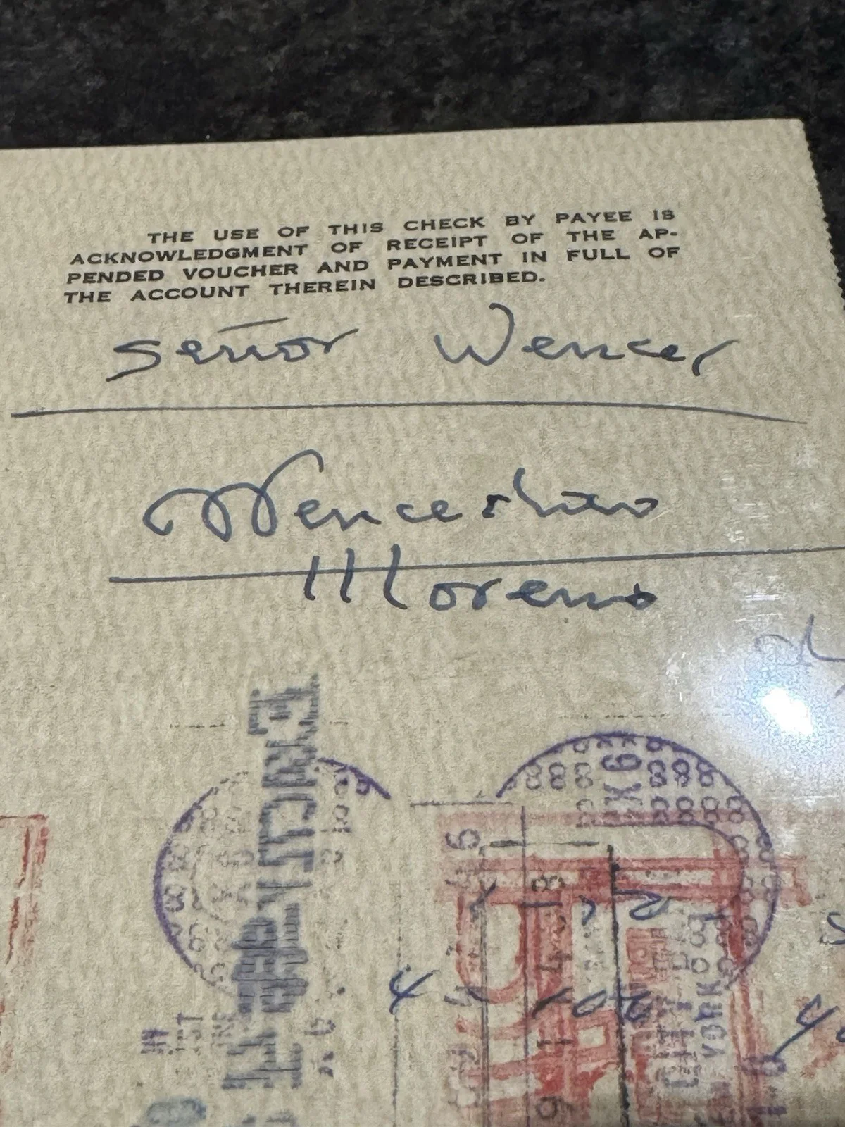 Senor Wences - Signed Check 1959 William Morris Agency Inc, image 3