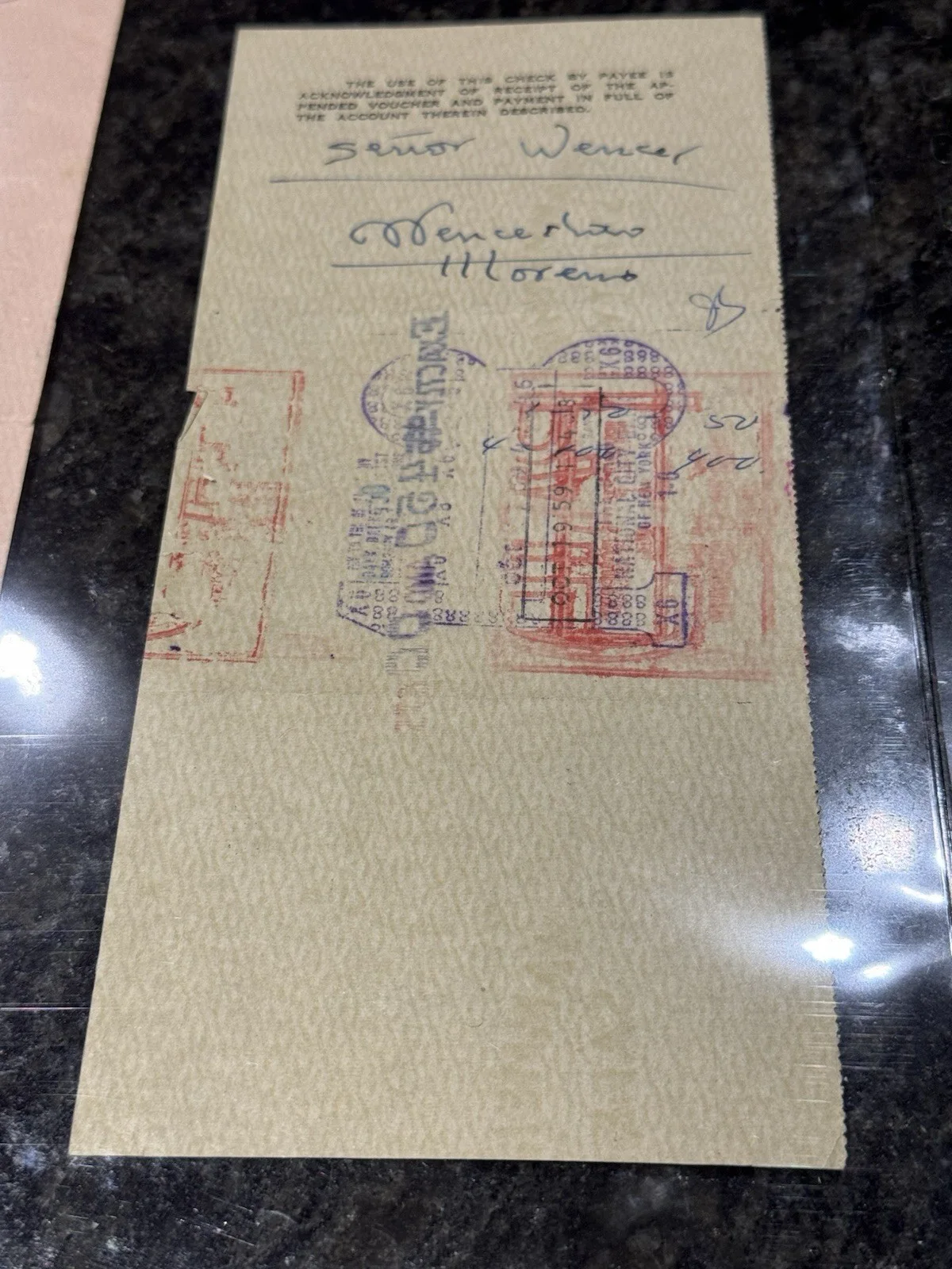 Senor Wences - Signed Check 1959 William Morris Agency Inc, image 4
