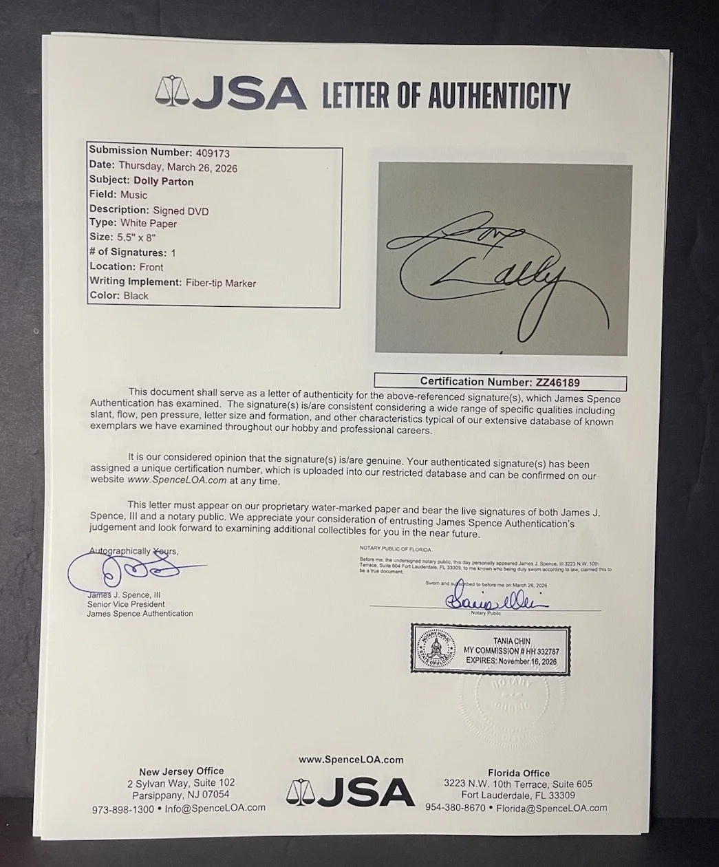 Dolly Parton Signed Custom Acoustic Guitar Full Size Country Legend JSA COA, изображение 4