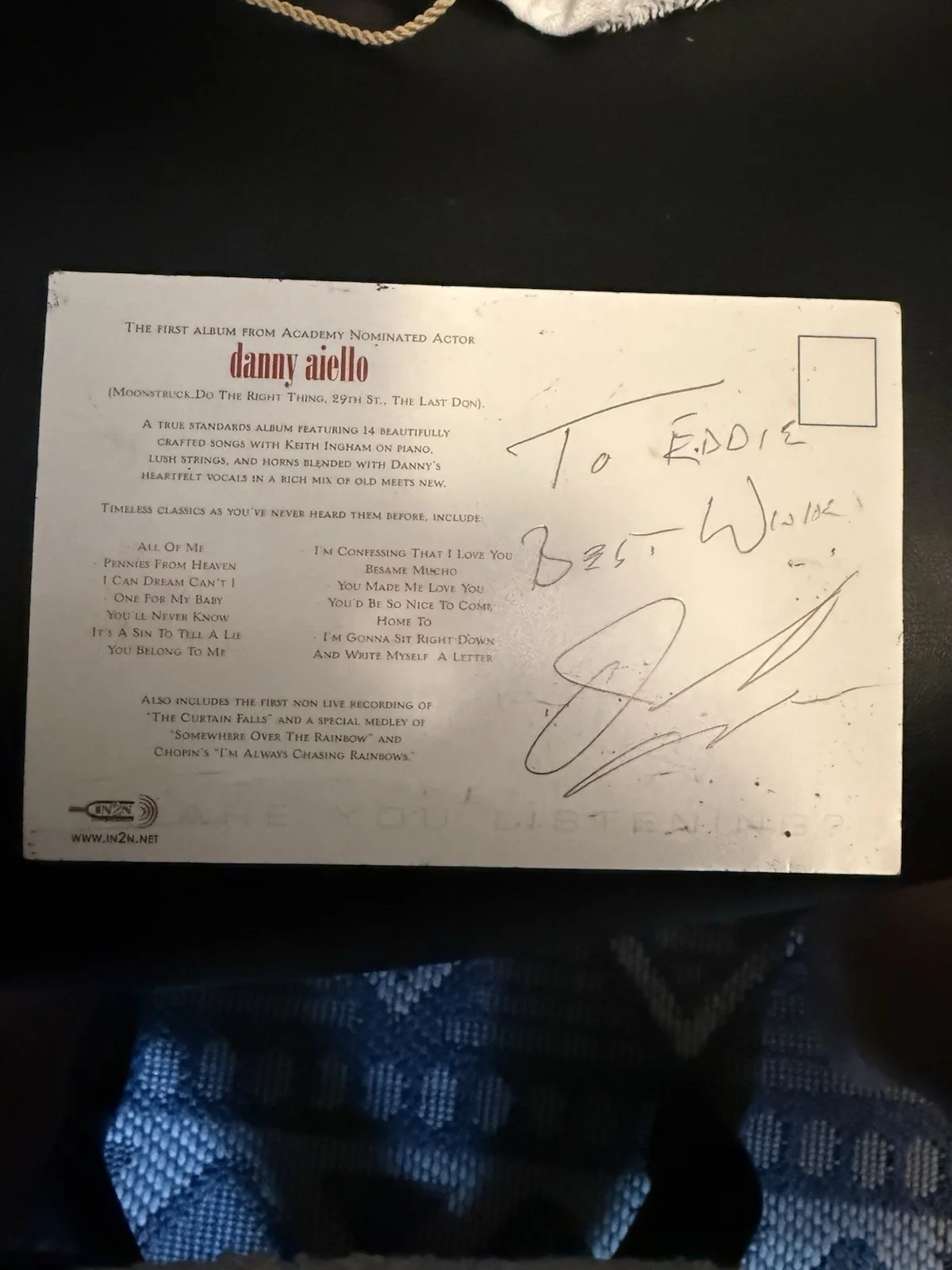 Danny Aiello — Danny Aiello Signed 3x5 PostCard - Moonstruck - TTM Authentic Autograph, image 2