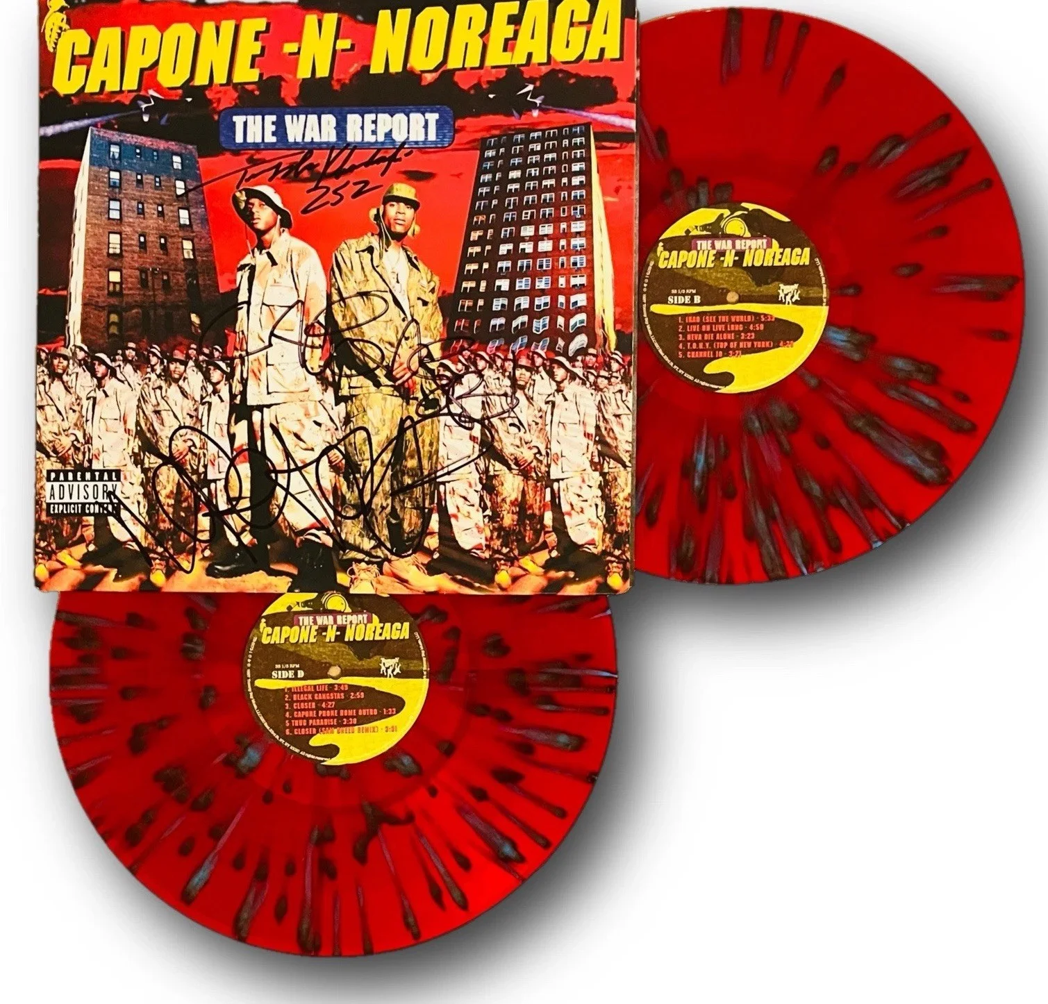 Capone-N-Noreaga Signed “The War Report” Vinyl LP w/Tragedy Khadafi! Beckett COA, image 2