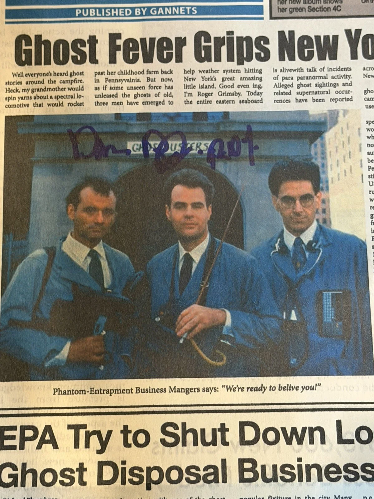 Ghostbusters Signed Replica USA Today Newspaper Dan Aykroyd Beckett Witnessed, image 3