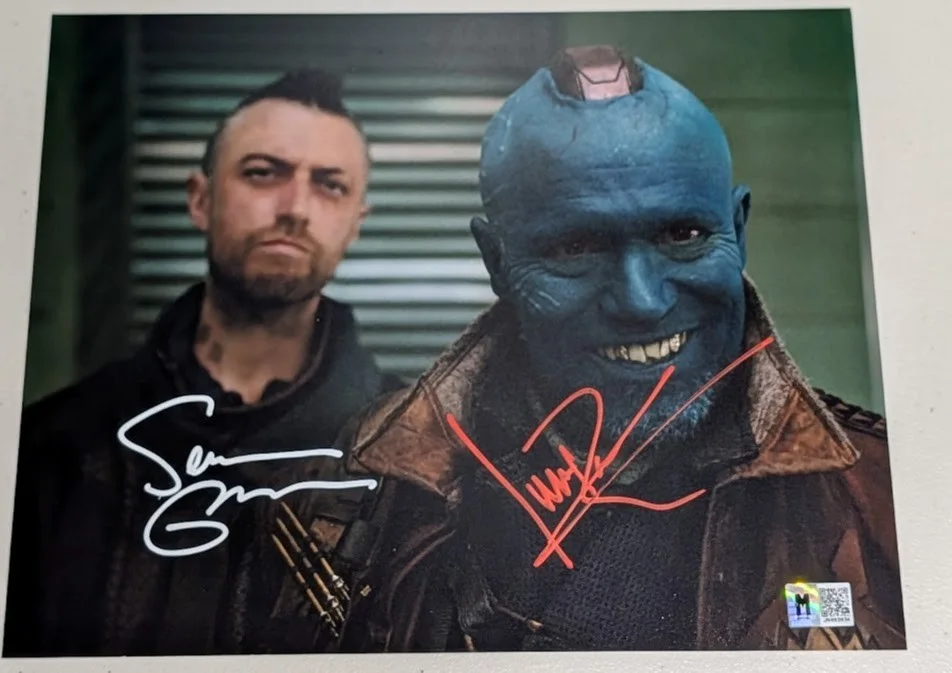 Michael Rooker & Sean Gunn — Michael Rooker & Sean Gunn Signed Autographed 8x10 Photo Guardians of the Galaxy