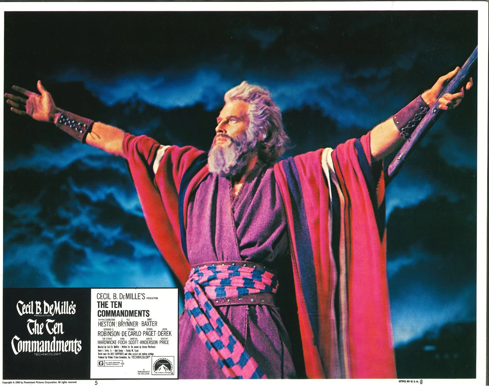 Ten Commandments 6x ORIGINAL US Lobby Cards Charlton Heston DeMille RR, изображение 2