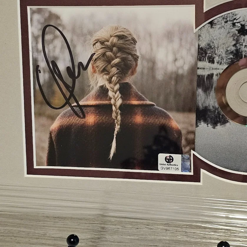 Taylor Swift Signed Autographed Evermore CD Framed Global Authentics COA Eras, image 2