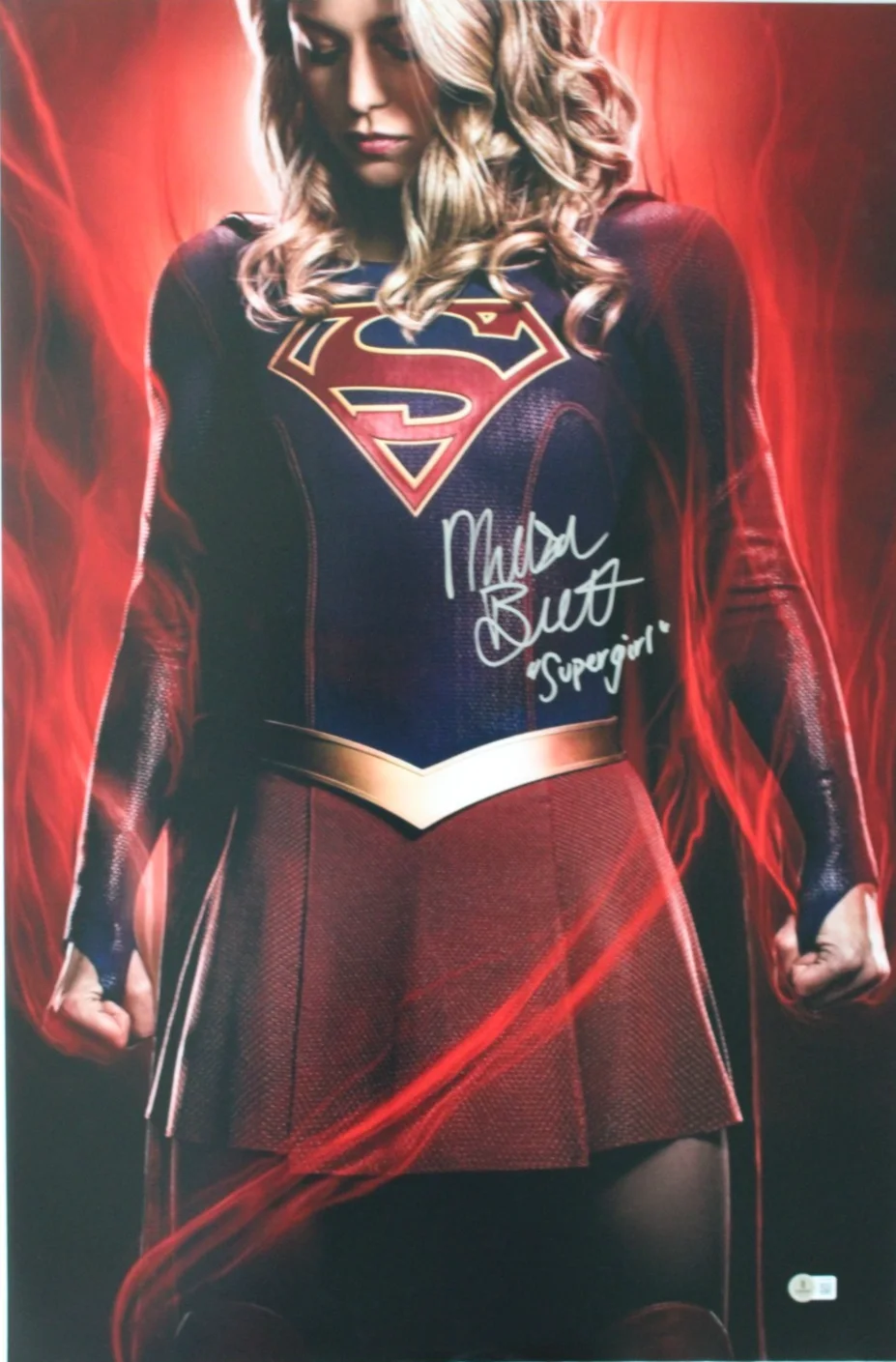 Melissa Benoist — Melissa Benoist Signed 20x30 Supergirl Photo “Supergirl” Inscription Beckett COA