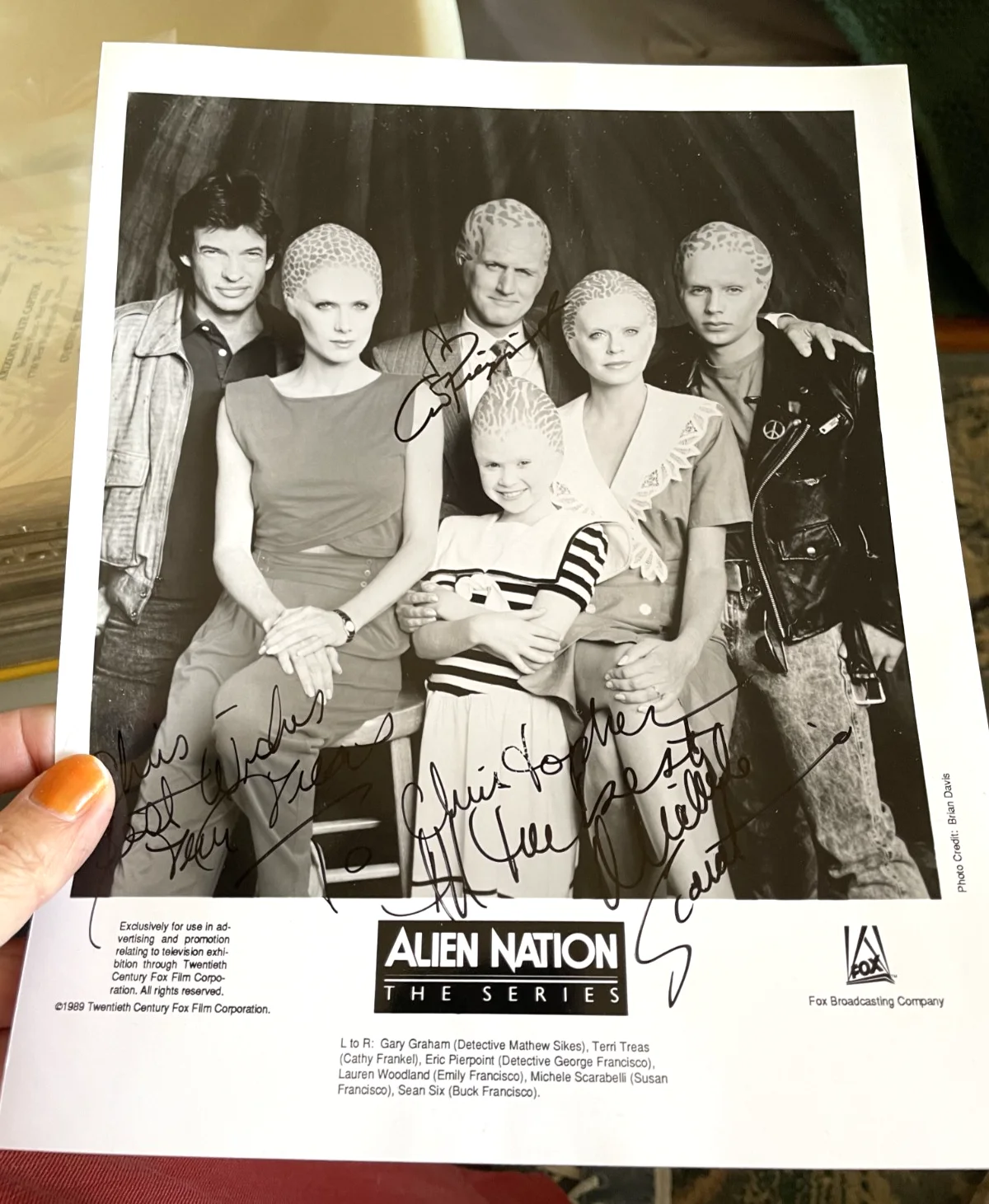 Terri Treas, Eric Pierpoint, Michele Scarabelli — Alien Nation: The Series 1989 Autographed Cast Photo, изображение 2