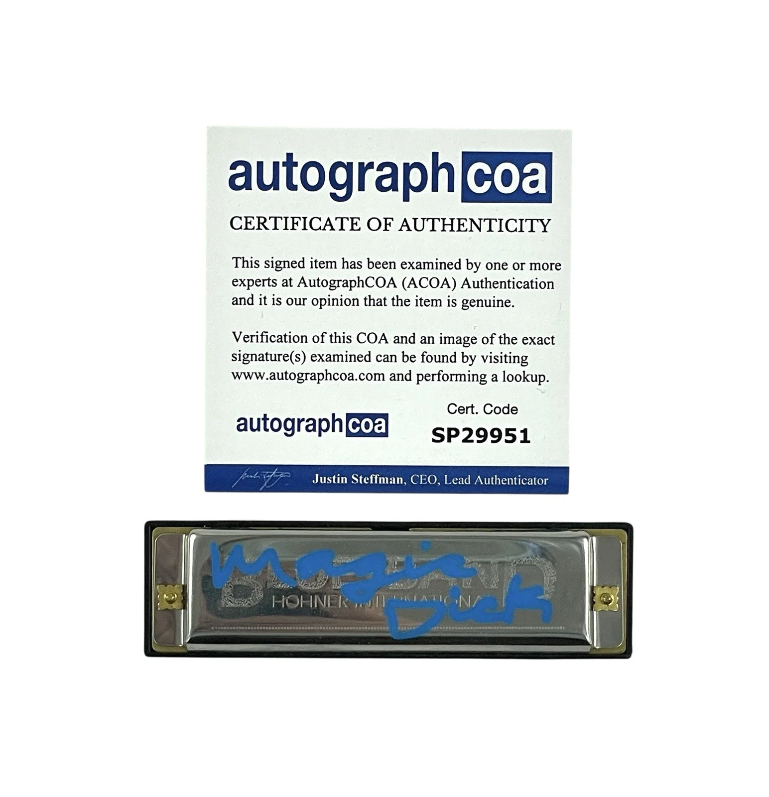 Magic Dick of the J. Geils Band Autographed Signed Honor Harmonica ACOA 🔥, image 3