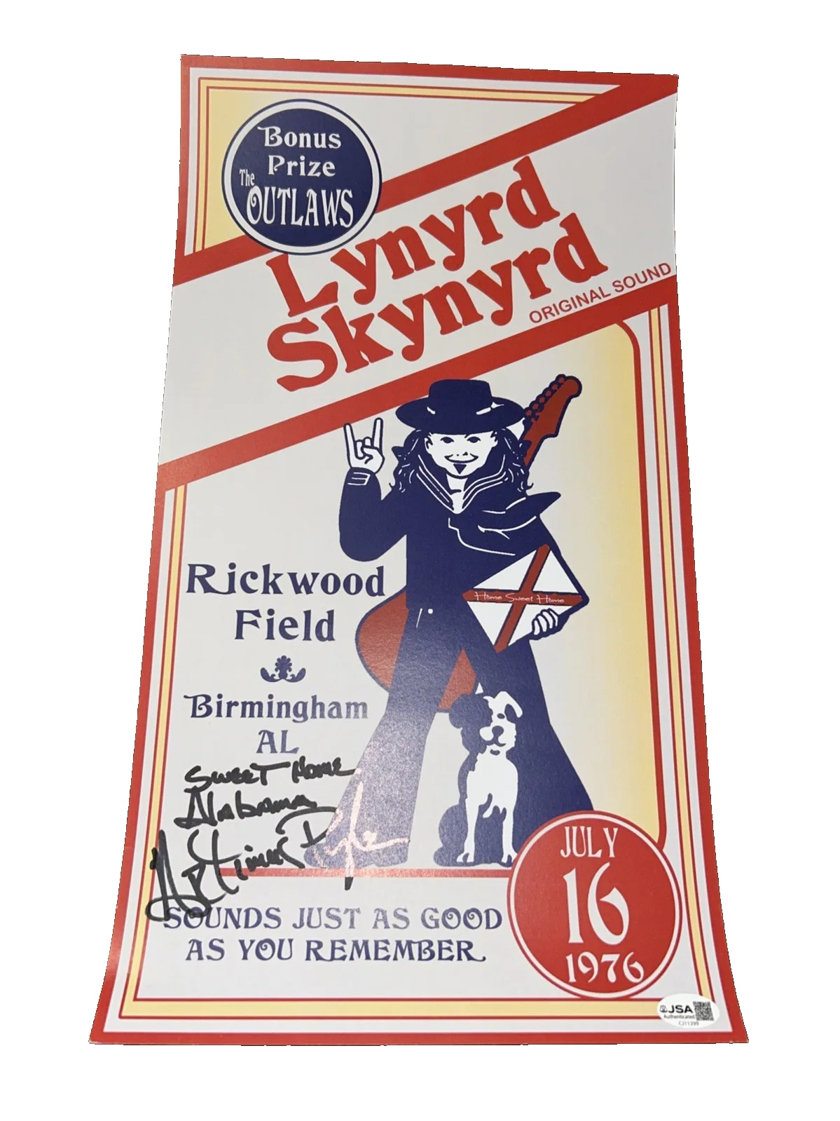 Artimus Pyle Signed Lynyrd Skynyrd Rickwood Field 10X18 Poster Proof JSA COA, image 3