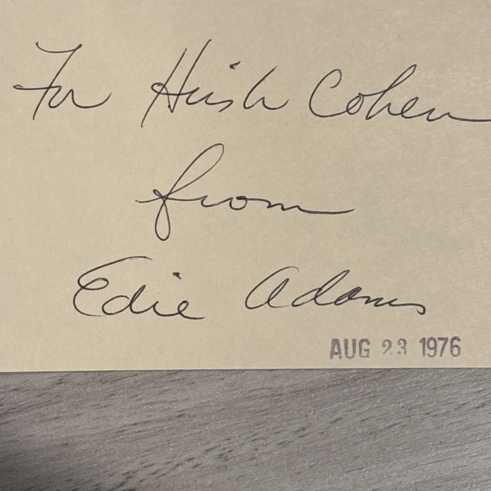 Edie Adams Signed Authentic Autographed 3x5 Cream Index Card, image 2