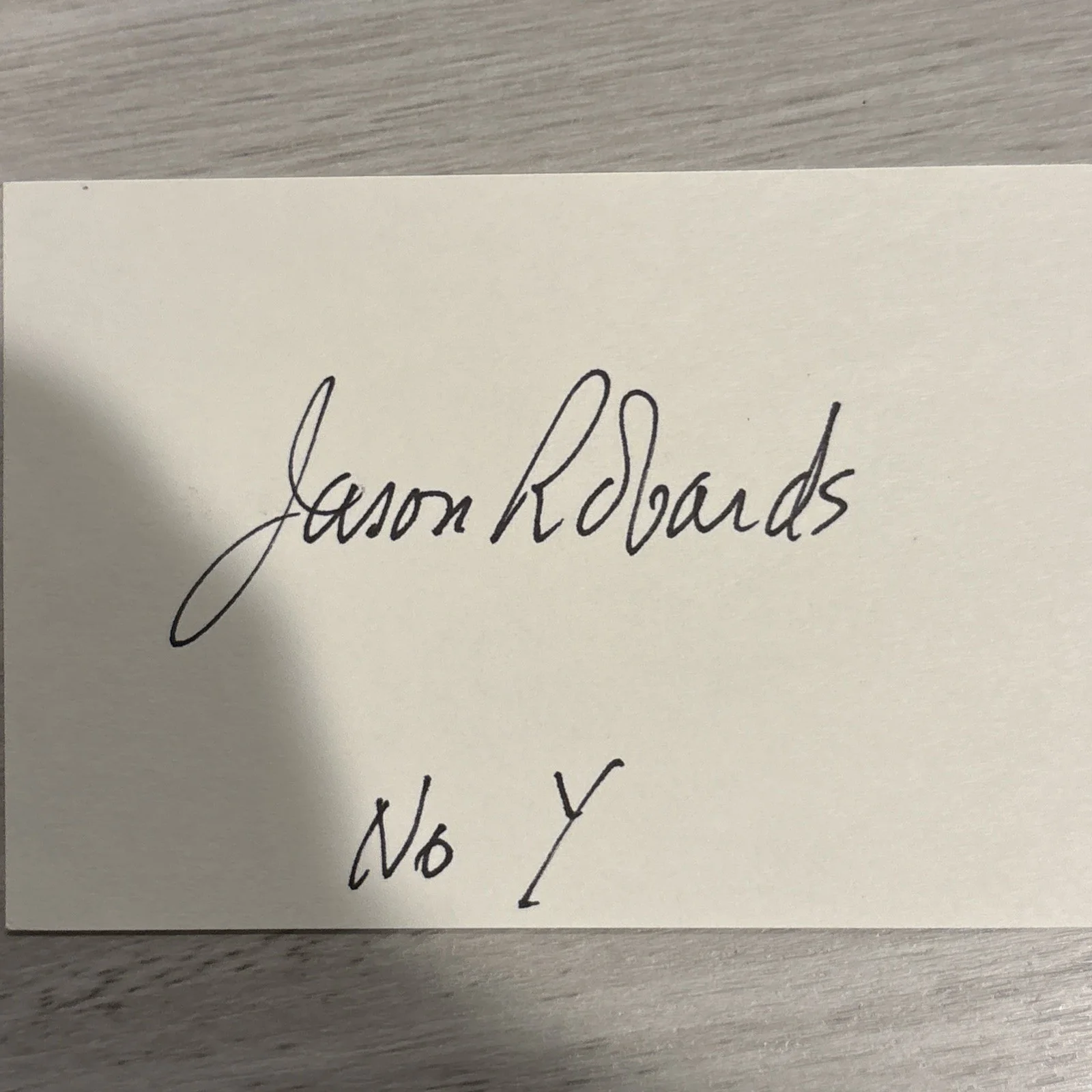 Jason Robards Signed 3x5 Index Card, image 2