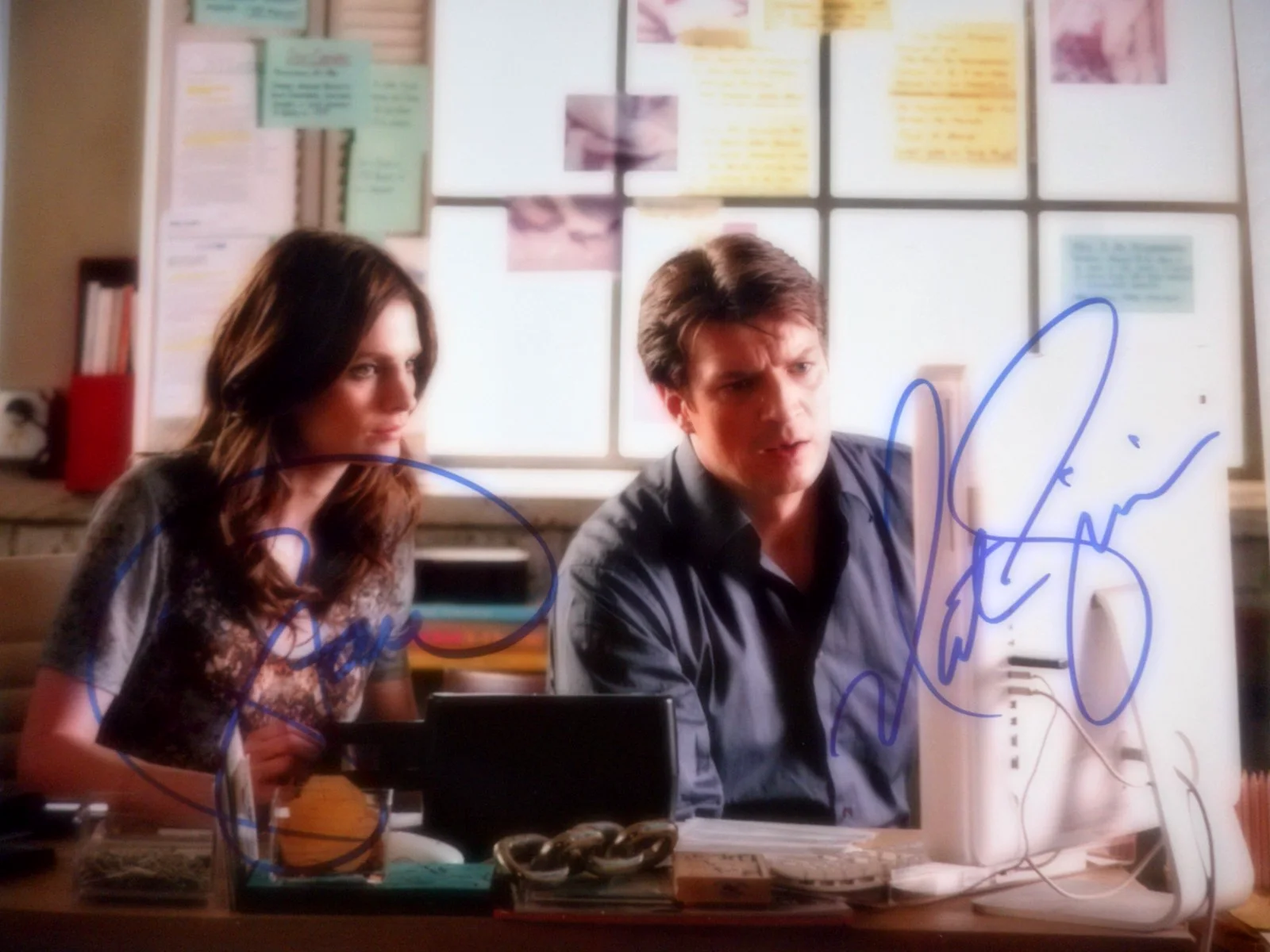 Stana Katic & Nathan Fillion — Stana Katic & Nathan Fillion 2x signed Castle 8x10 Photo W/ COA & #d Holograms