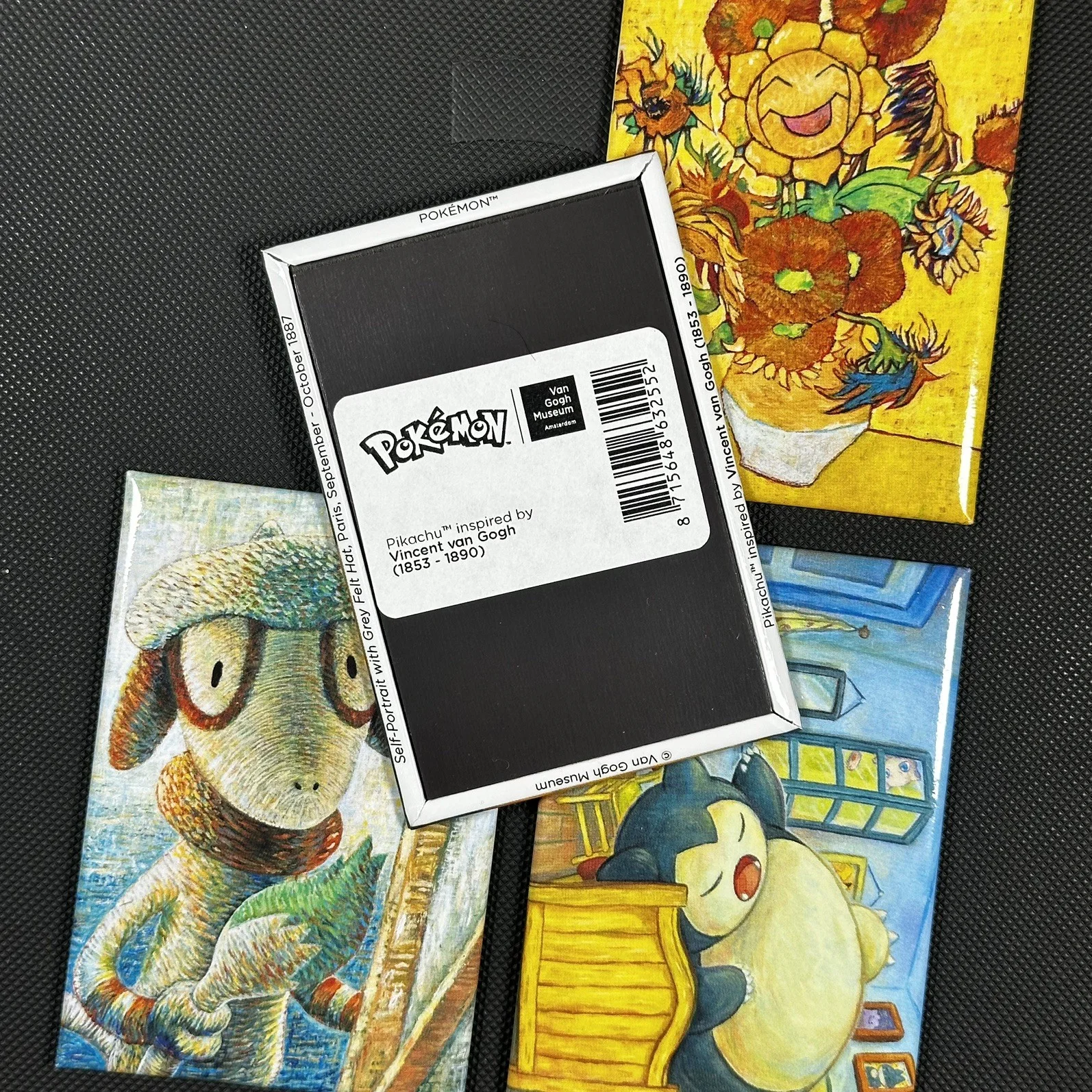 Pokémon x Van Gogh Magnet Set of 4 Pikachu, Sunflora, Smeargle & Snorlax New, изображение 2