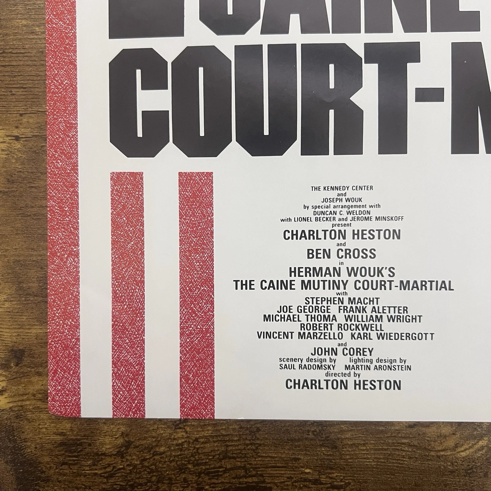 Charlton Heston & Ben Cross Signed 1986 Caine Mutiny Court-Martial Poster, изображение 3