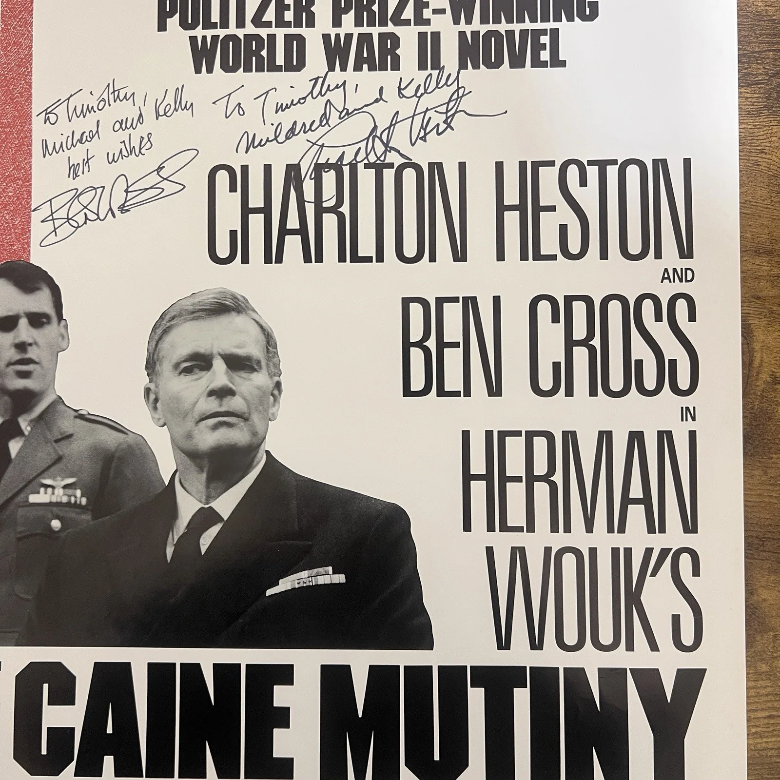Charlton Heston & Ben Cross Signed 1986 Caine Mutiny Court-Martial Poster, изображение 4
