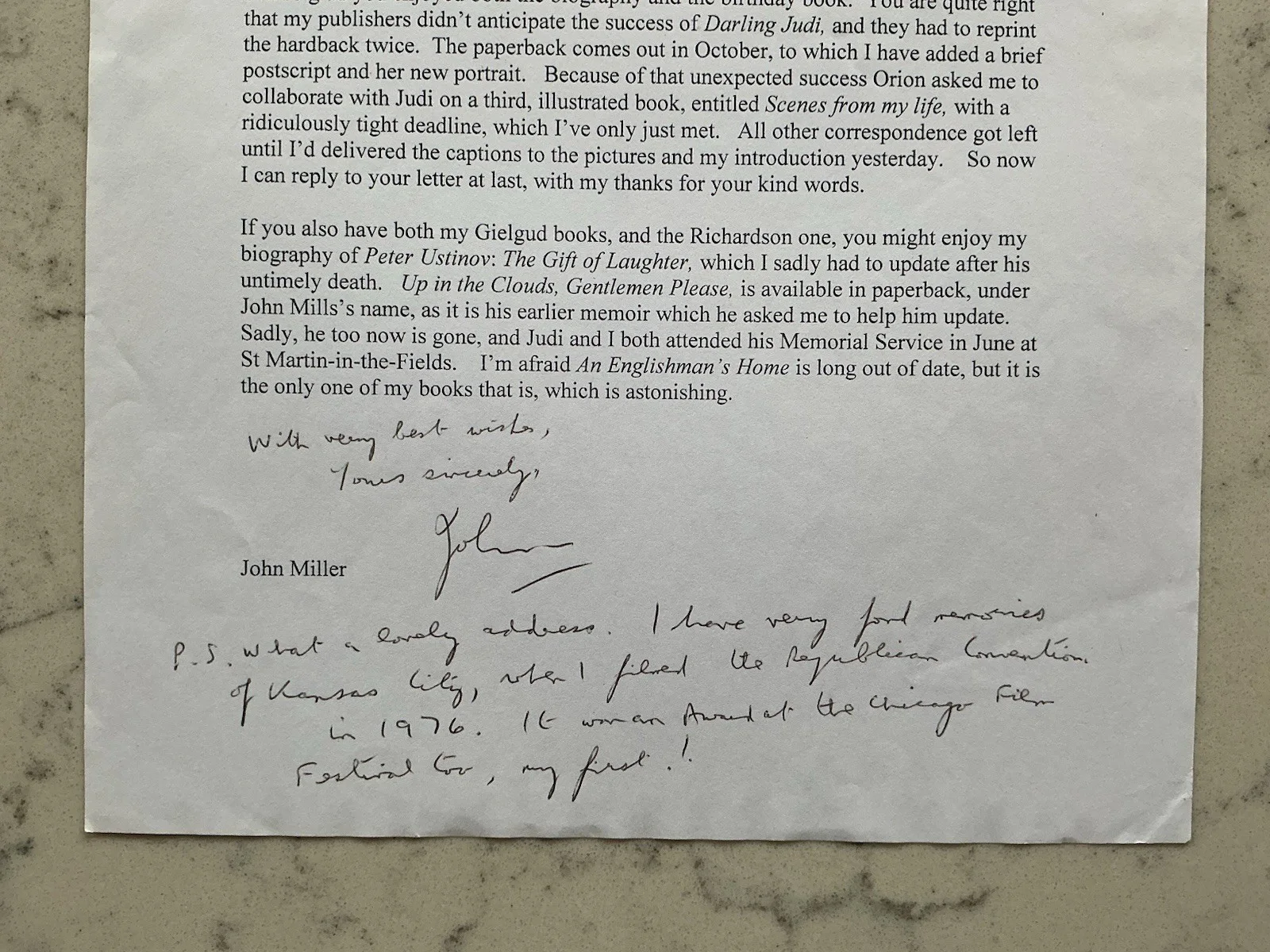 JOHN MILLER TLS AUTOGRAPHED LETTER NOTE AUTHOR BIOGRAPHER BBC PRODUCER 2005, image 2