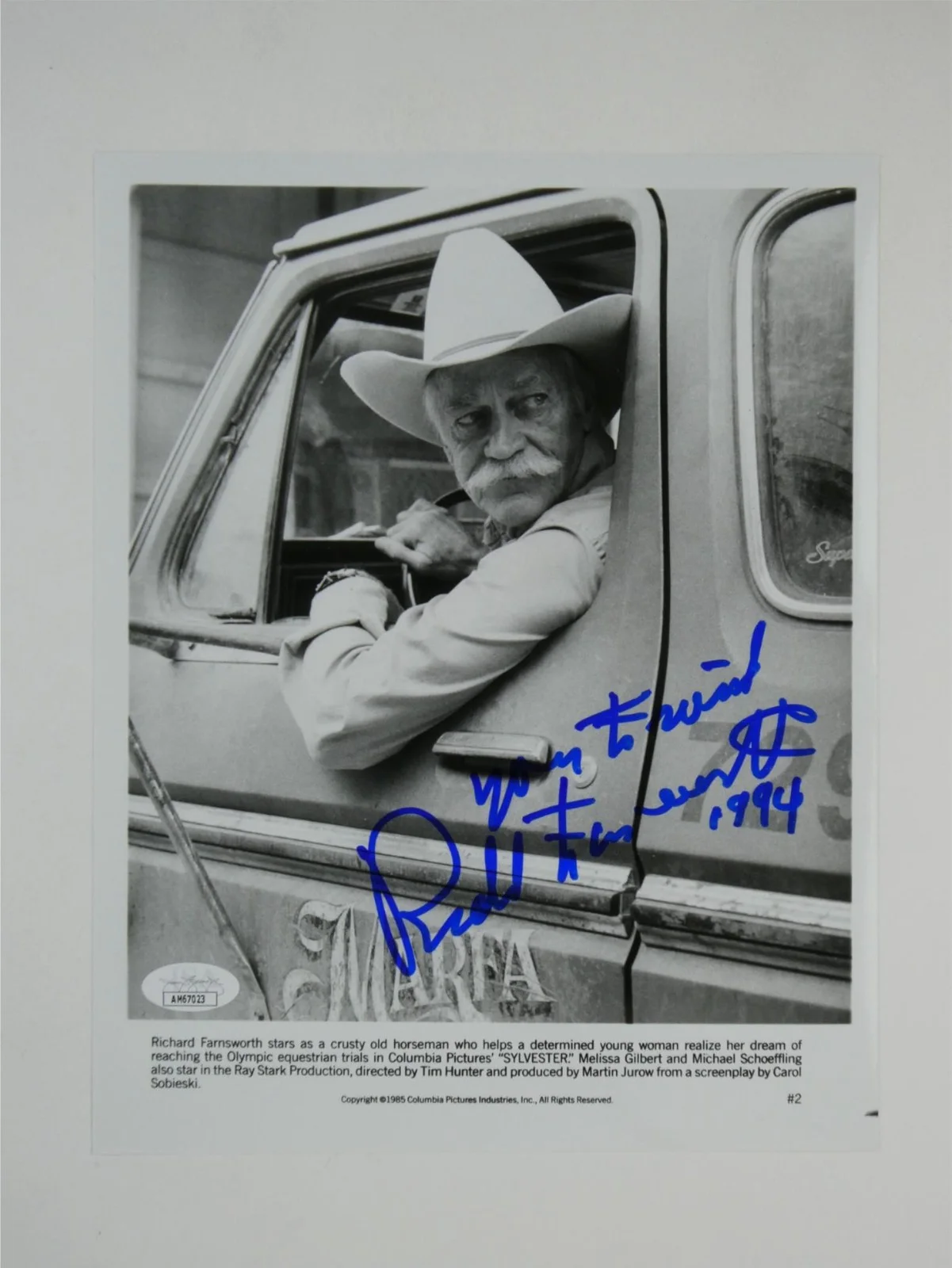 Richard Farnsworth — Richard Farnsworth Signed 8x10 B&W Photo Sylvester Autographed JSA COA, изображение 2