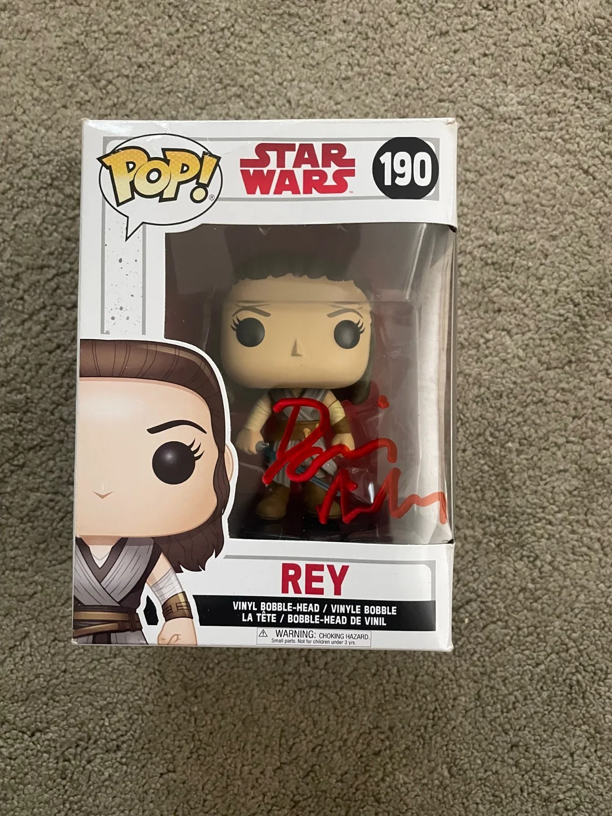Daisy Ridley — Daisy Ridley Signed Rey Funko Pop #190 Star Wars Jedi Red