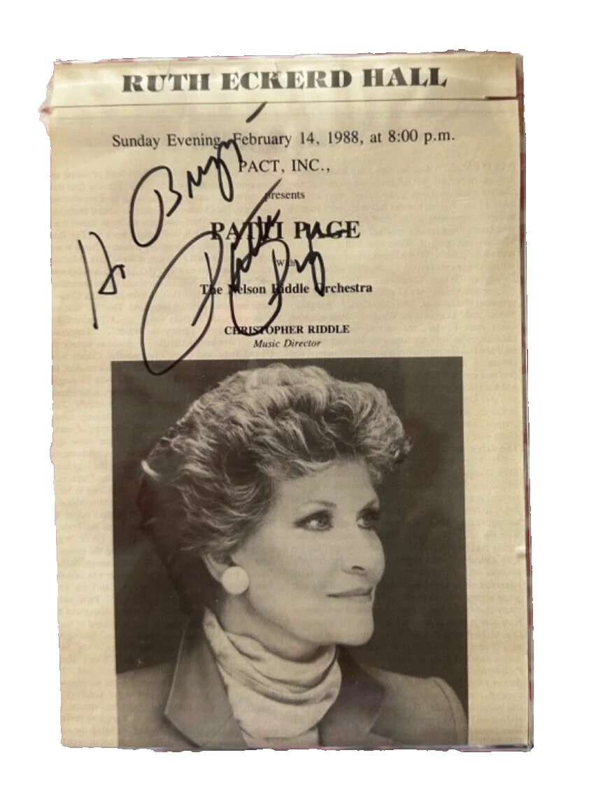 Patti Page Signed Autograph Playbill 1988 Ruth Eckerd Hall Hi Buzz Pop Country, image 2