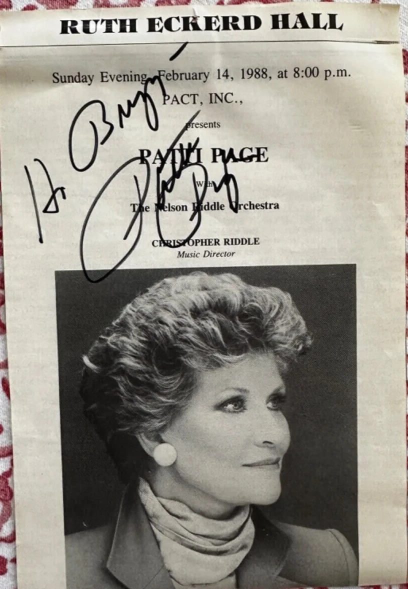 Patti Page Signed Autograph Playbill 1988 Ruth Eckerd Hall Hi Buzz Pop Country, image 4