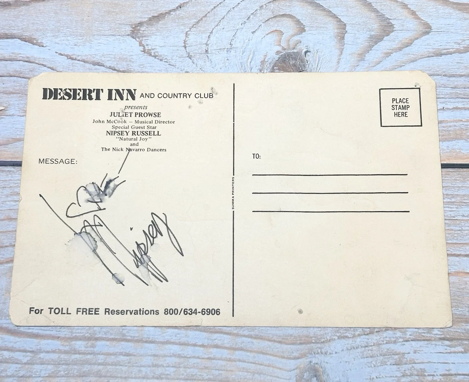 Nipsey Russell Postcard Desert Inn Las Vegas Vintage Show w/autograph, изображение 4