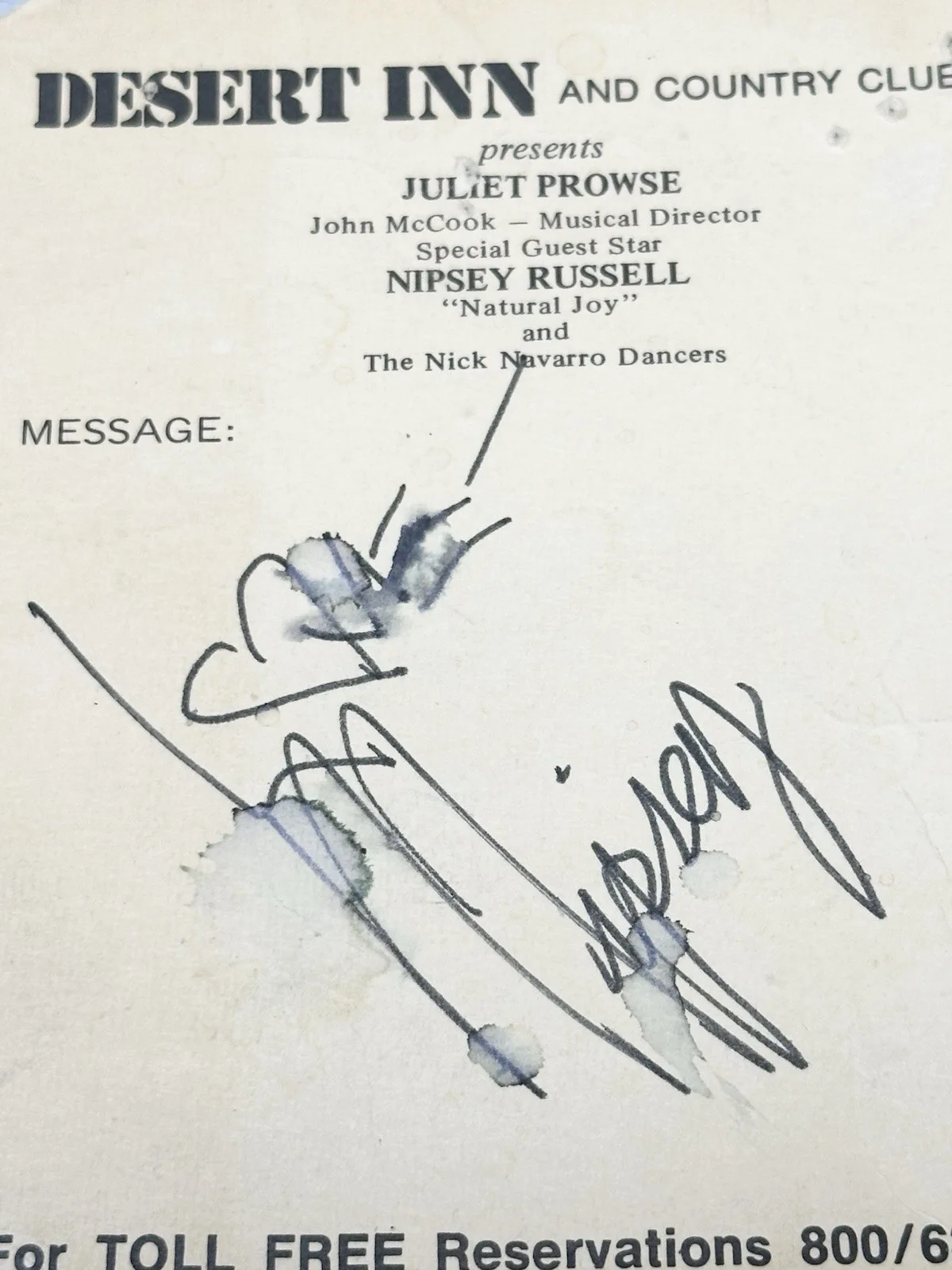 Nipsey Russell Postcard Desert Inn Las Vegas Vintage Show w/autograph, изображение 5