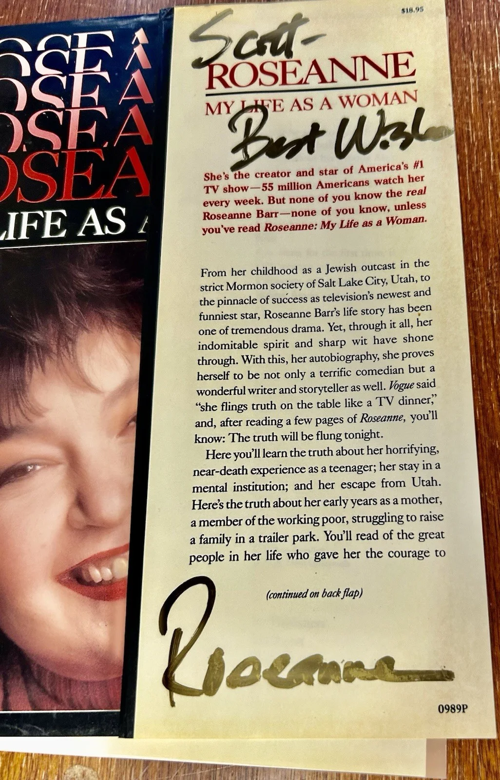Roseanne Barr — Roseanne Barr Signed My Life As A Woman Book + Tom Arnold Auto + Tickets, изображение 2