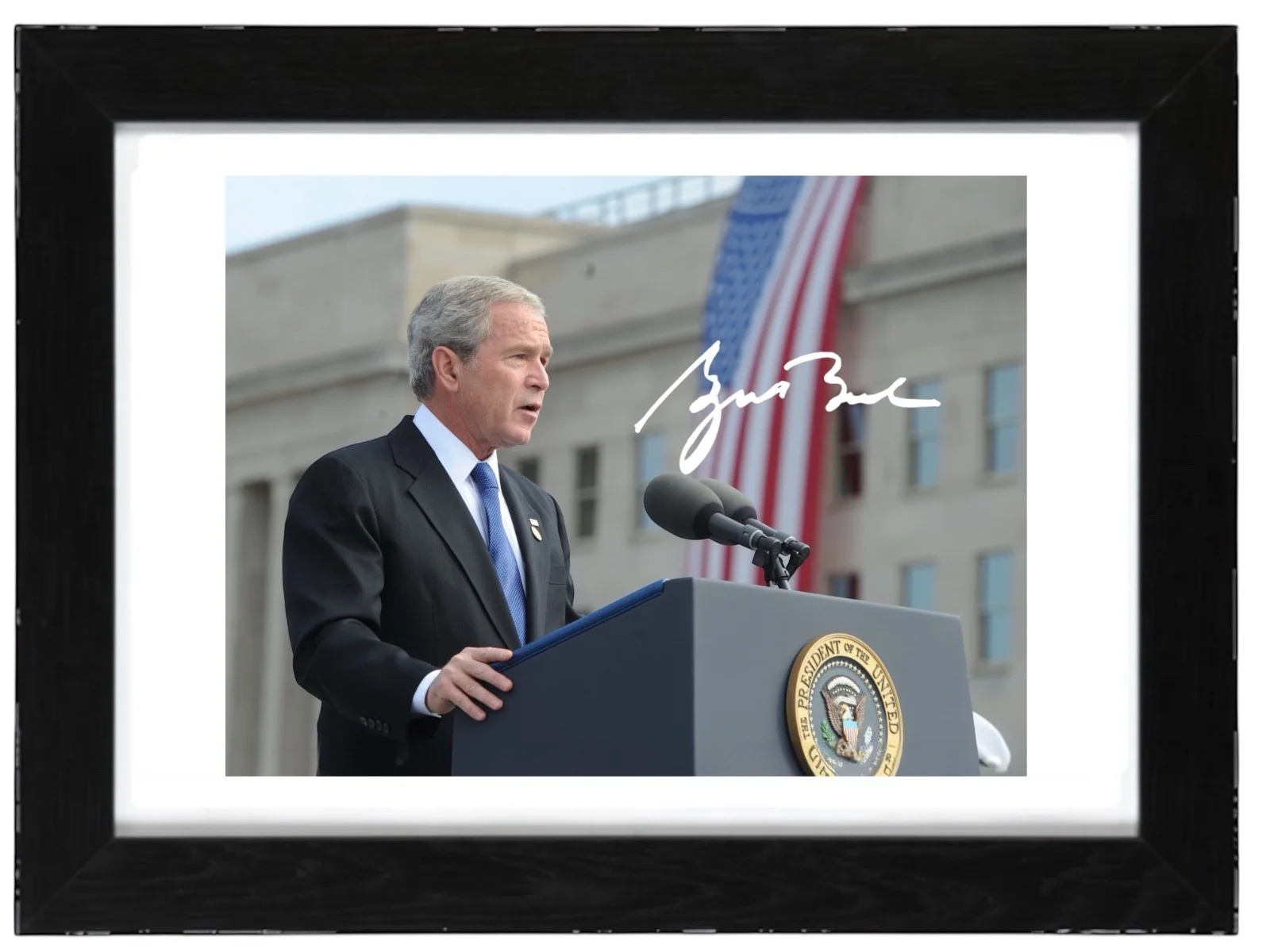George W Bush Signed Autograph PHOTO Pre Print 6x4/A4/ Framed, изображение 3