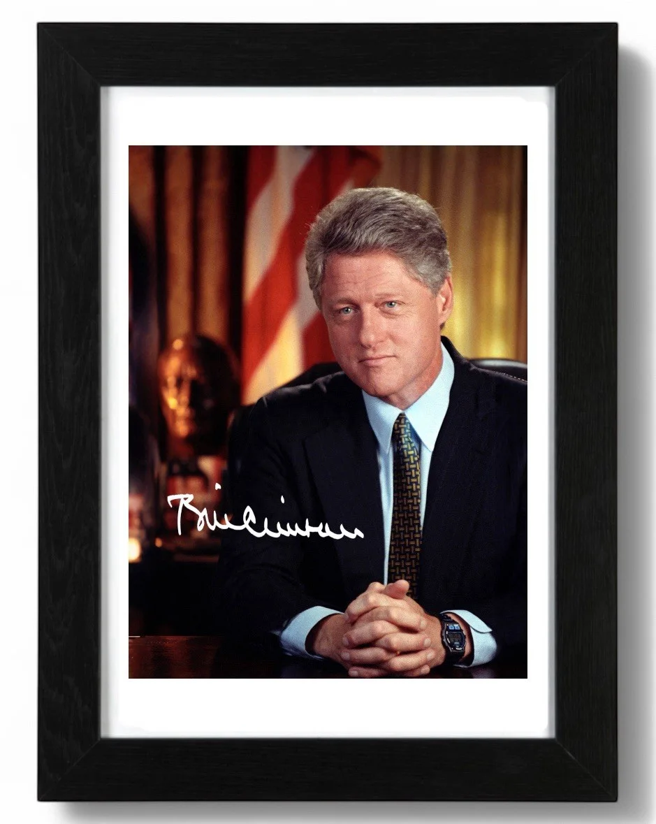 Bill Clinton Signed Autograph PHOTO Pre Print 6x4/A4/ Framed, изображение 2