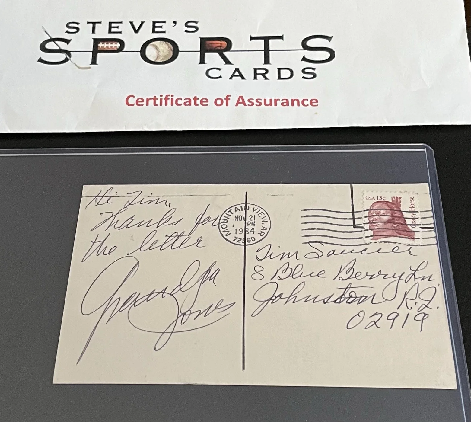 Grandpa Jones Hee-Haw — Grandpa Jones Hee-Haw Hand-Signed 3x5 Black & White Postcard w/ Top Loader & COA, изображение 2