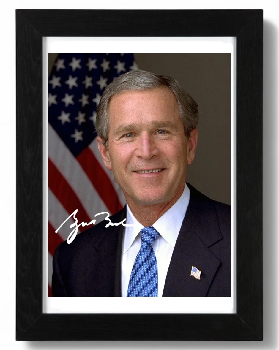 George W Bush Signed Autograph PHOTO Pre Print 6x4/A4/ Framed, image 3