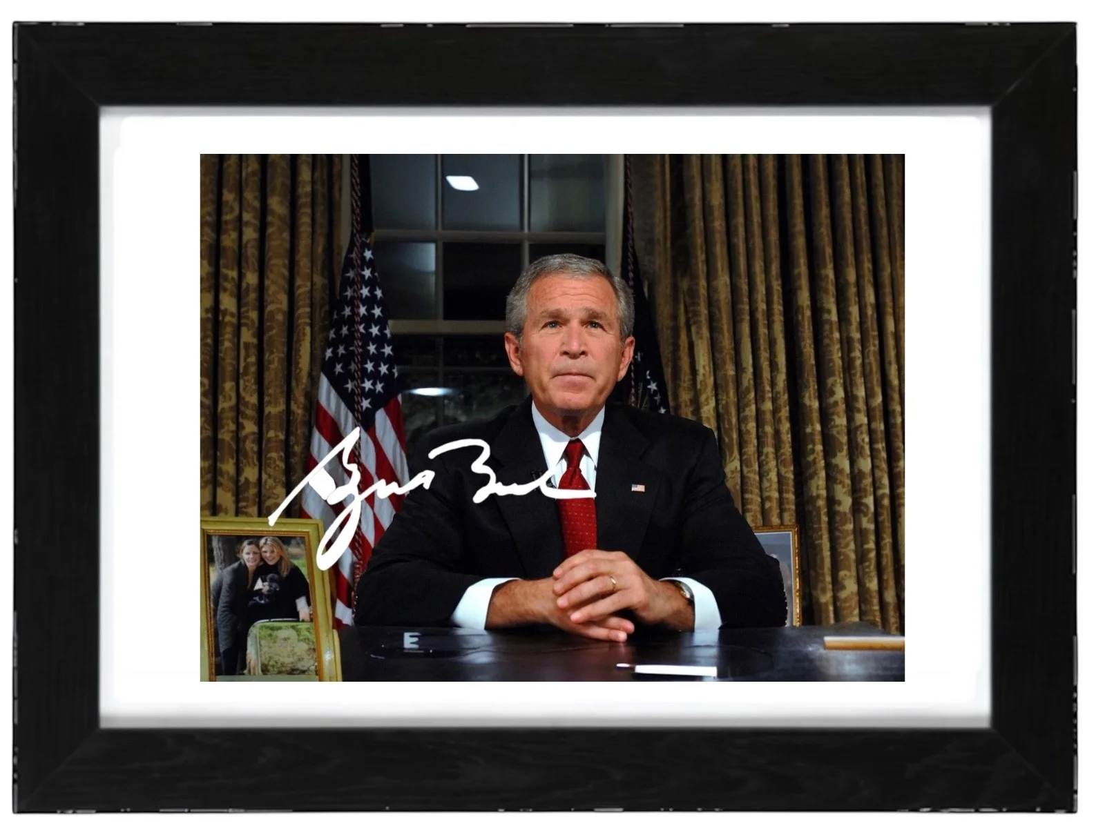 George W Bush Signed Autograph PHOTO Pre Print 6x4/A4/ Framed, изображение 3