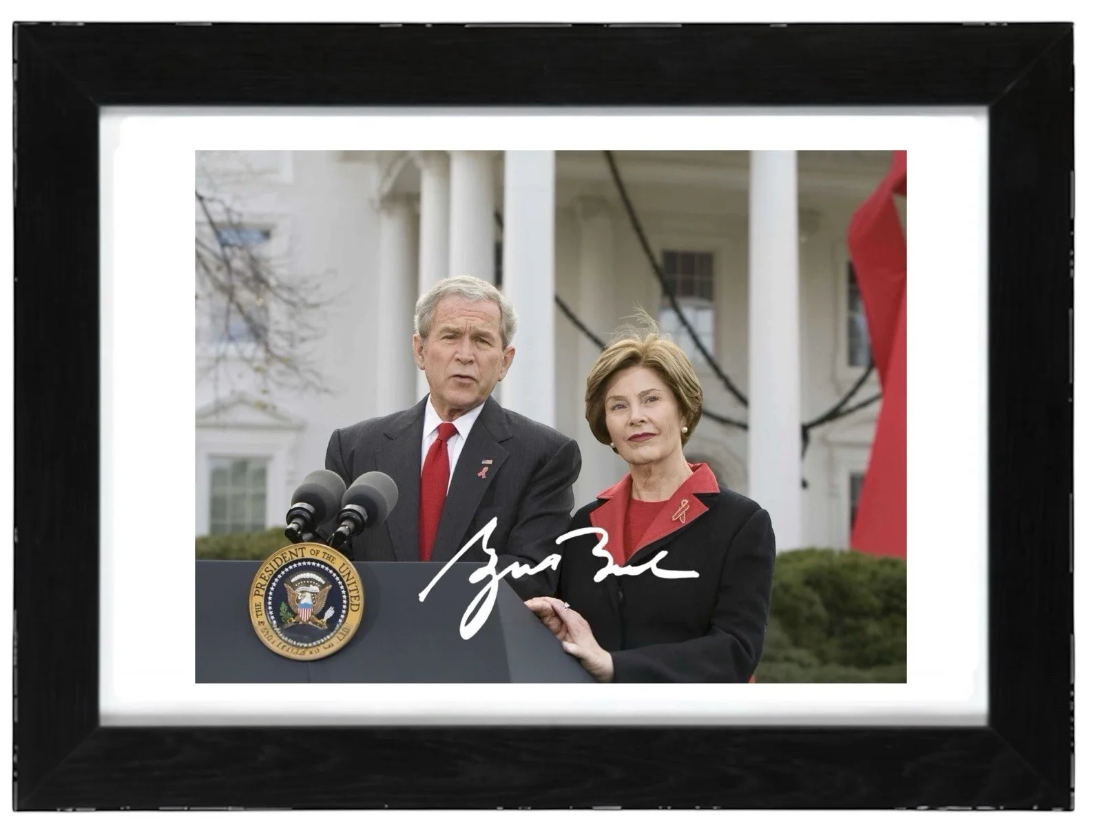 George W Bush Signed Autograph PHOTO Pre Print 6x4/A4/ Framed, изображение 2