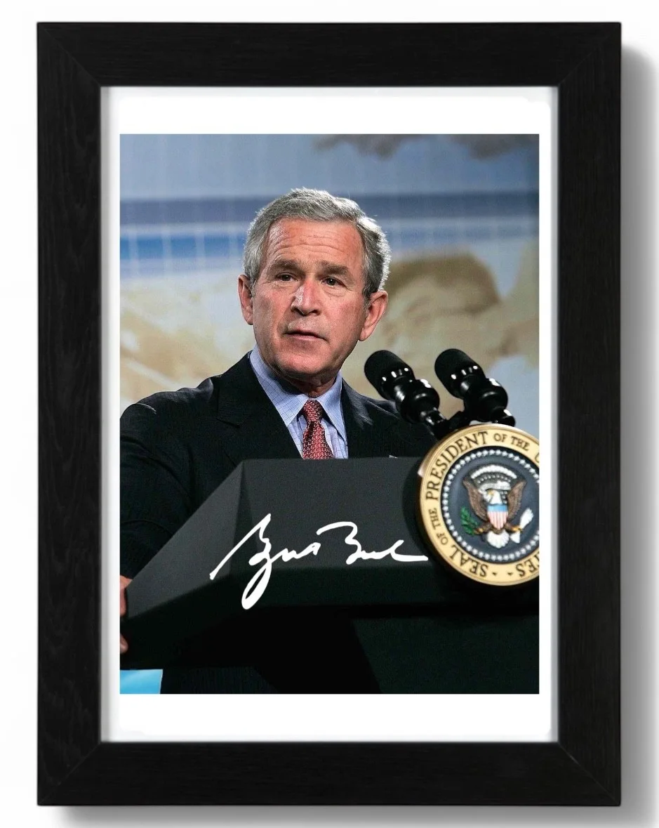 George W Bush Signed Autograph PHOTO Pre Print 6x4/A4/ Framed, image 3