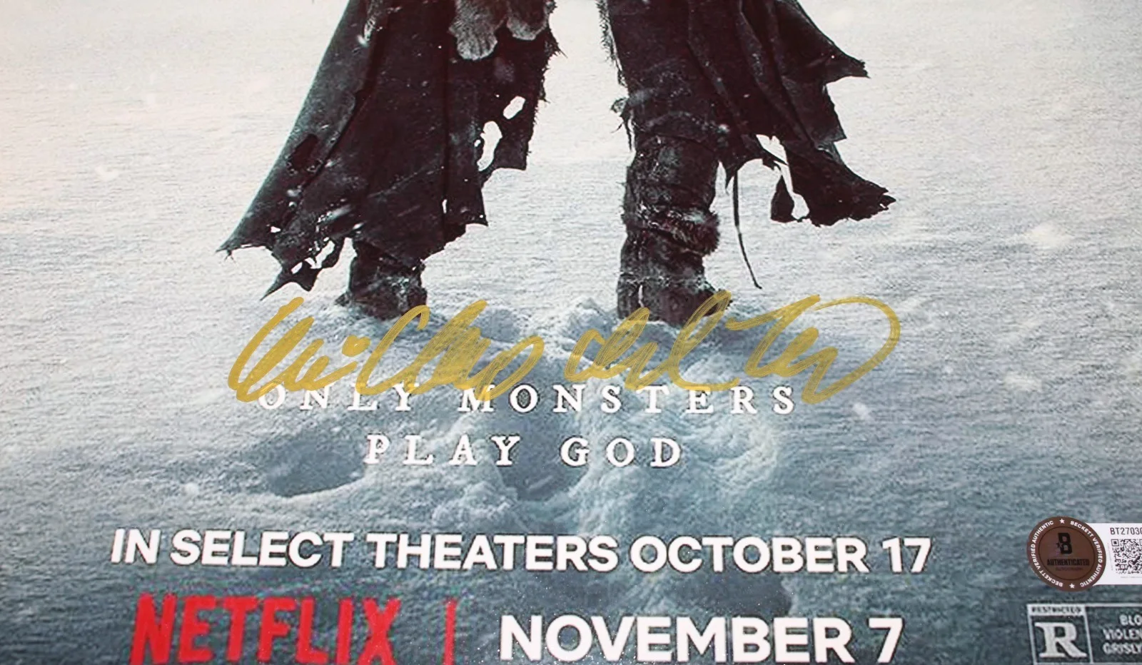 DIRECTOR GUILLERMO DEL TORO SIGNED FRANKENSTEIN 12x18 MOVIE POSTER 4 BECKETT COA, image 3