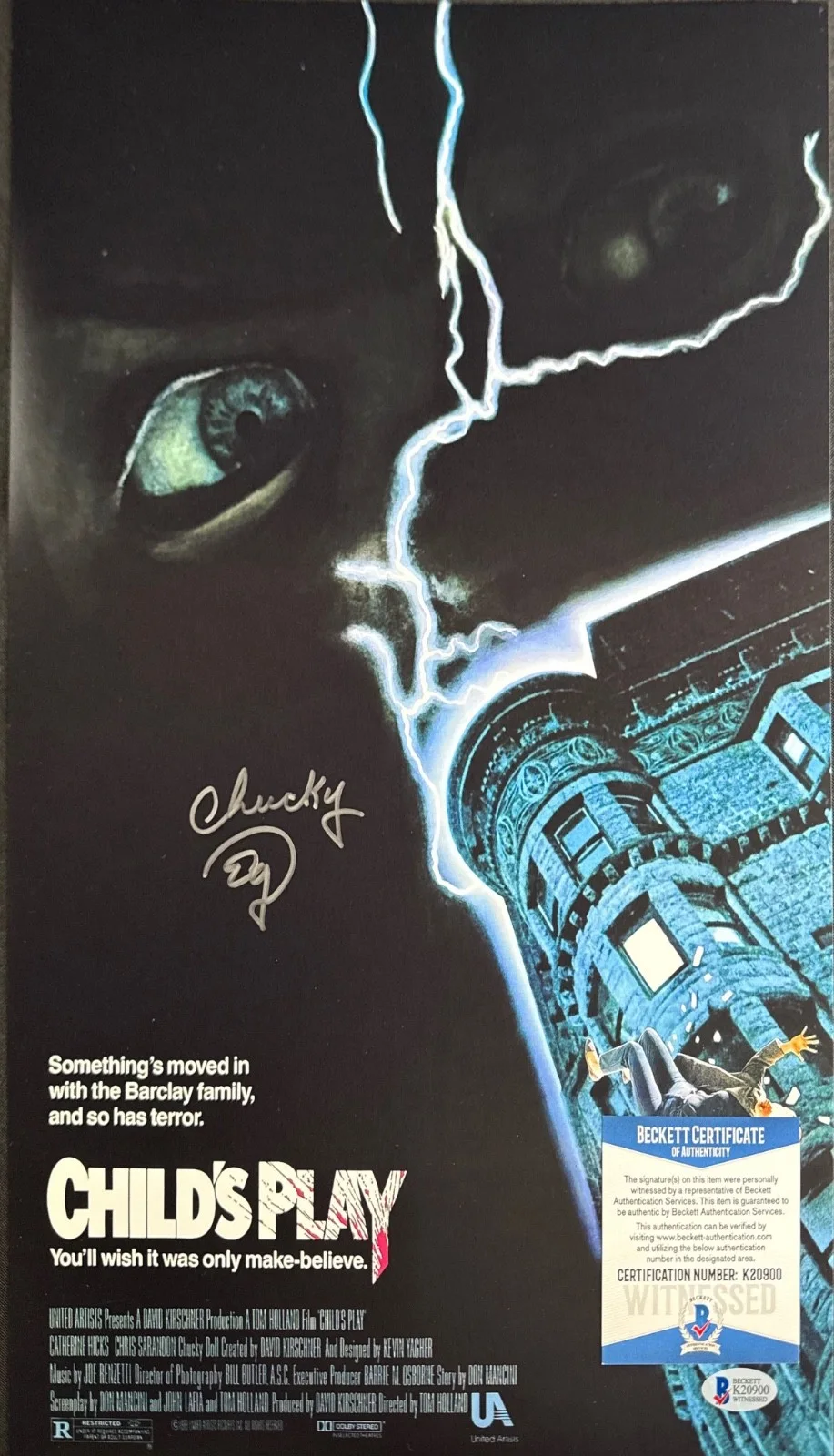 Ed Gale — Ed Gale Signed 11x17 Childs Play Movie Poster BAS K20900, изображение 2