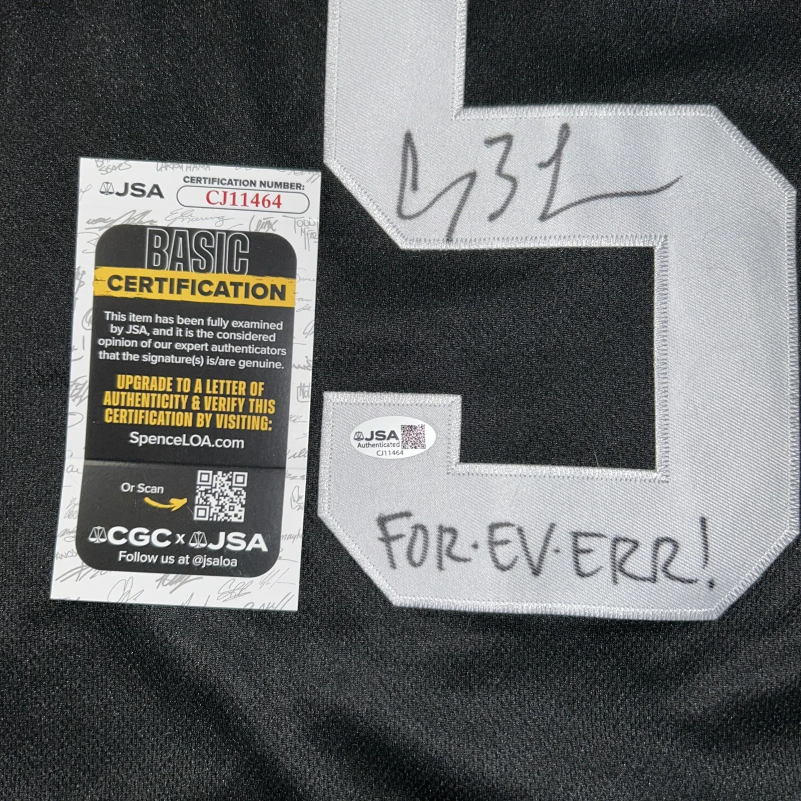 Chauncey Leopardi — Chauncey Leopardi Sandlot Signed Jersey JSA COA W/ Squints Inscription Proof, image 4