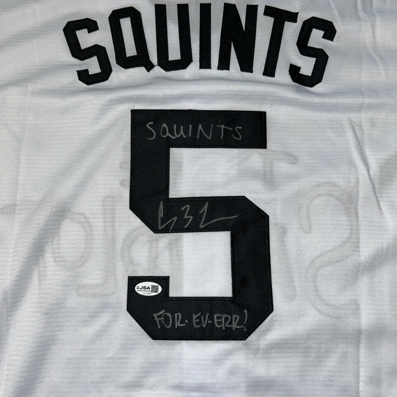 Chauncey Leopardi — Chauncey Leopardi Sandlot Signed Jersey JSA COA W/ Squints Inscription Proof, image 2