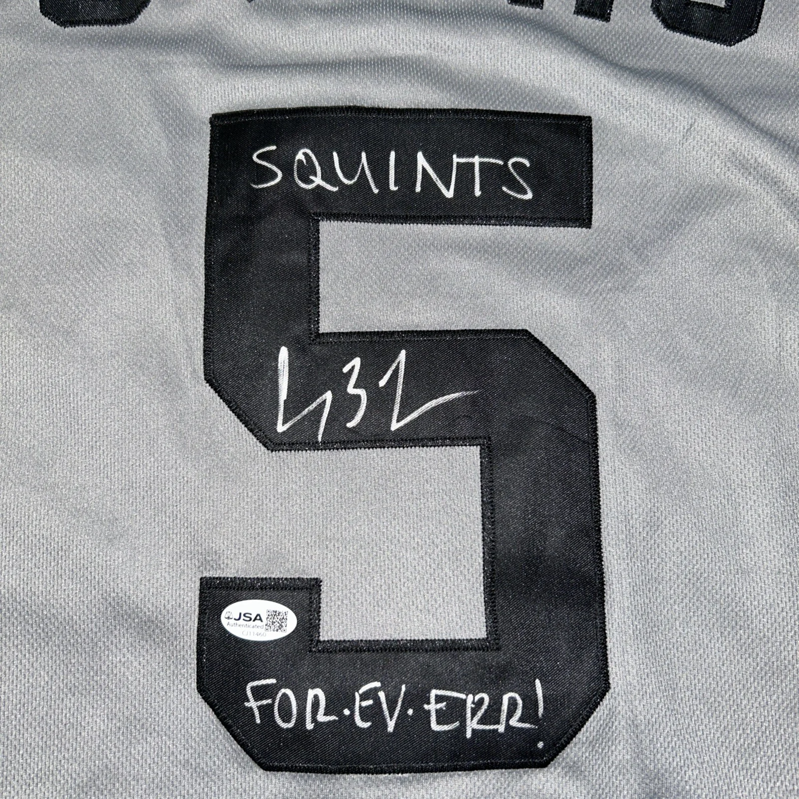 Chauncey Leopardi — Chauncey Leopardi Sandlot Signed Jersey JSA COA W/ Squints Inscription Proof, image 3