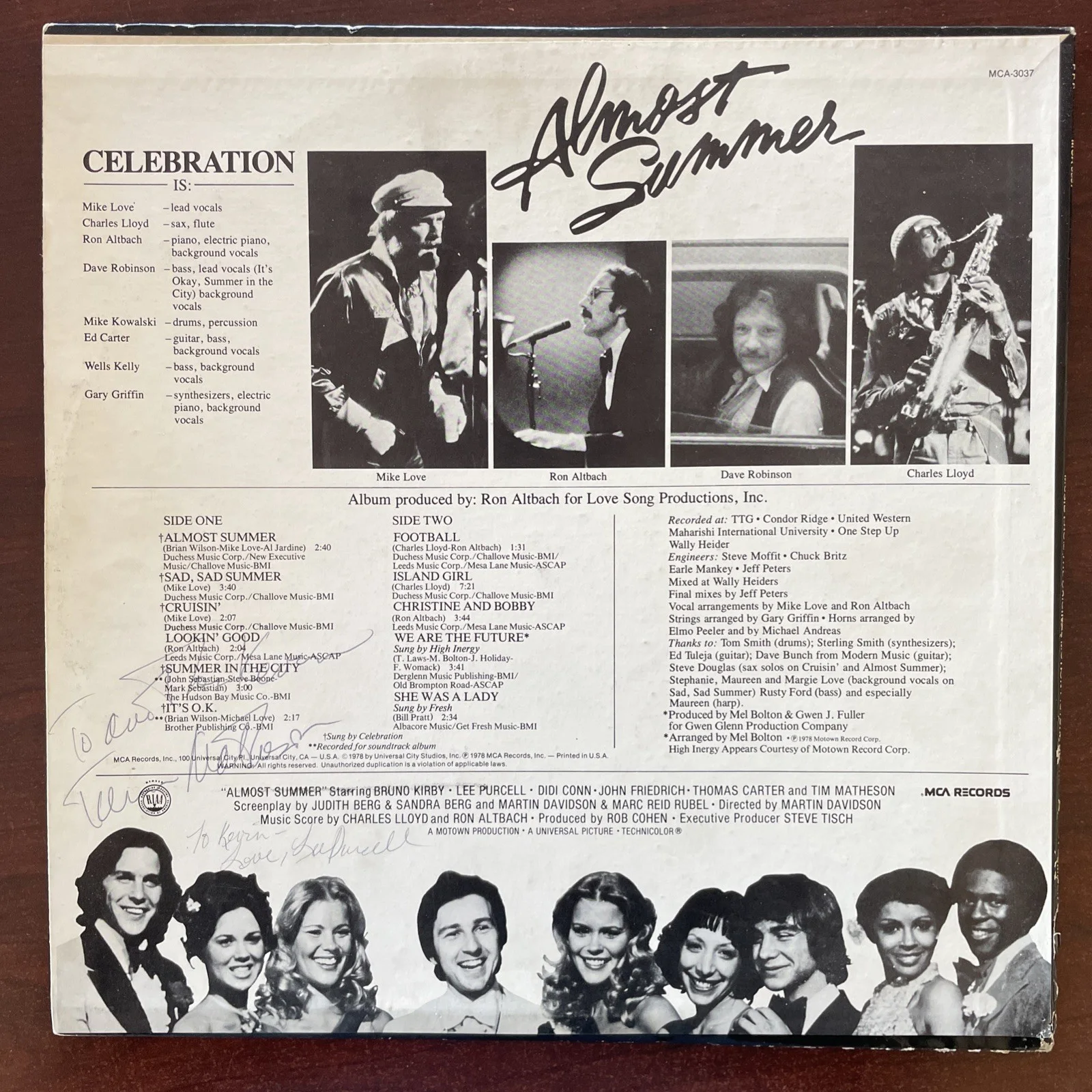 SIGNED Celebration “Almost Summer” Record - Mike Love, Tim Matheson, Lee Purcell, image 3