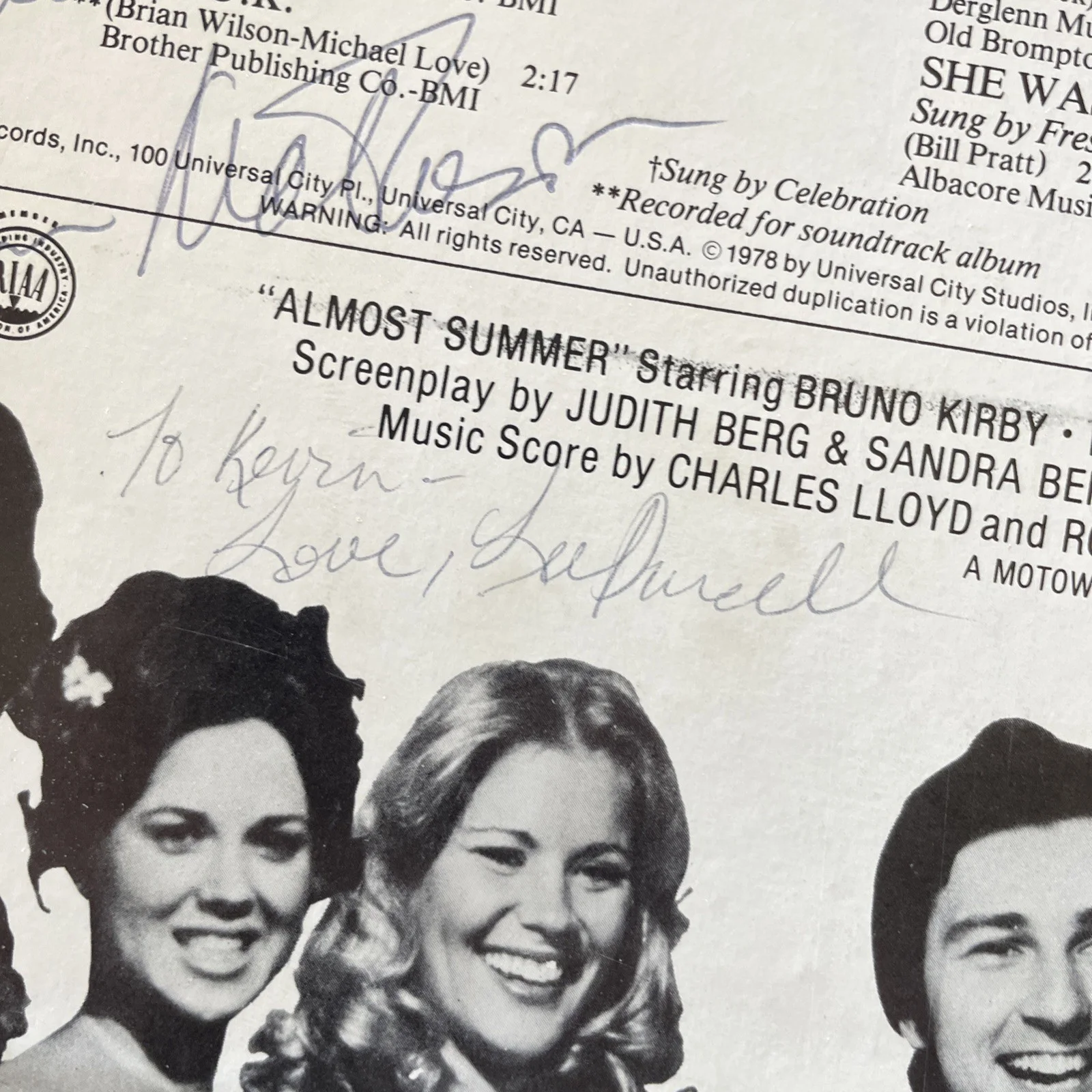 SIGNED Celebration “Almost Summer” Record - Mike Love, Tim Matheson, Lee Purcell, image 5