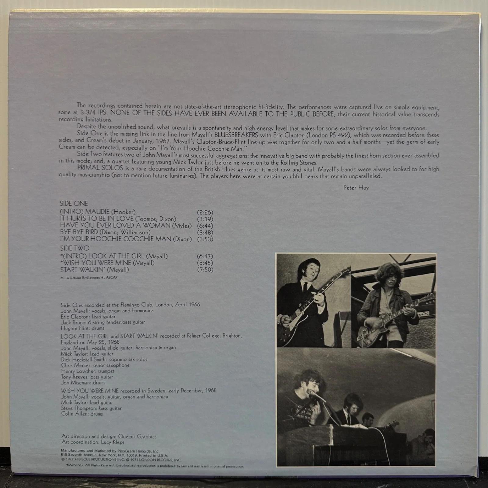 JOHN MAYALL "Primal Solos" AUTOGRAPHED by John USA vinyl LP LC 50003 reissue NM!, image 3