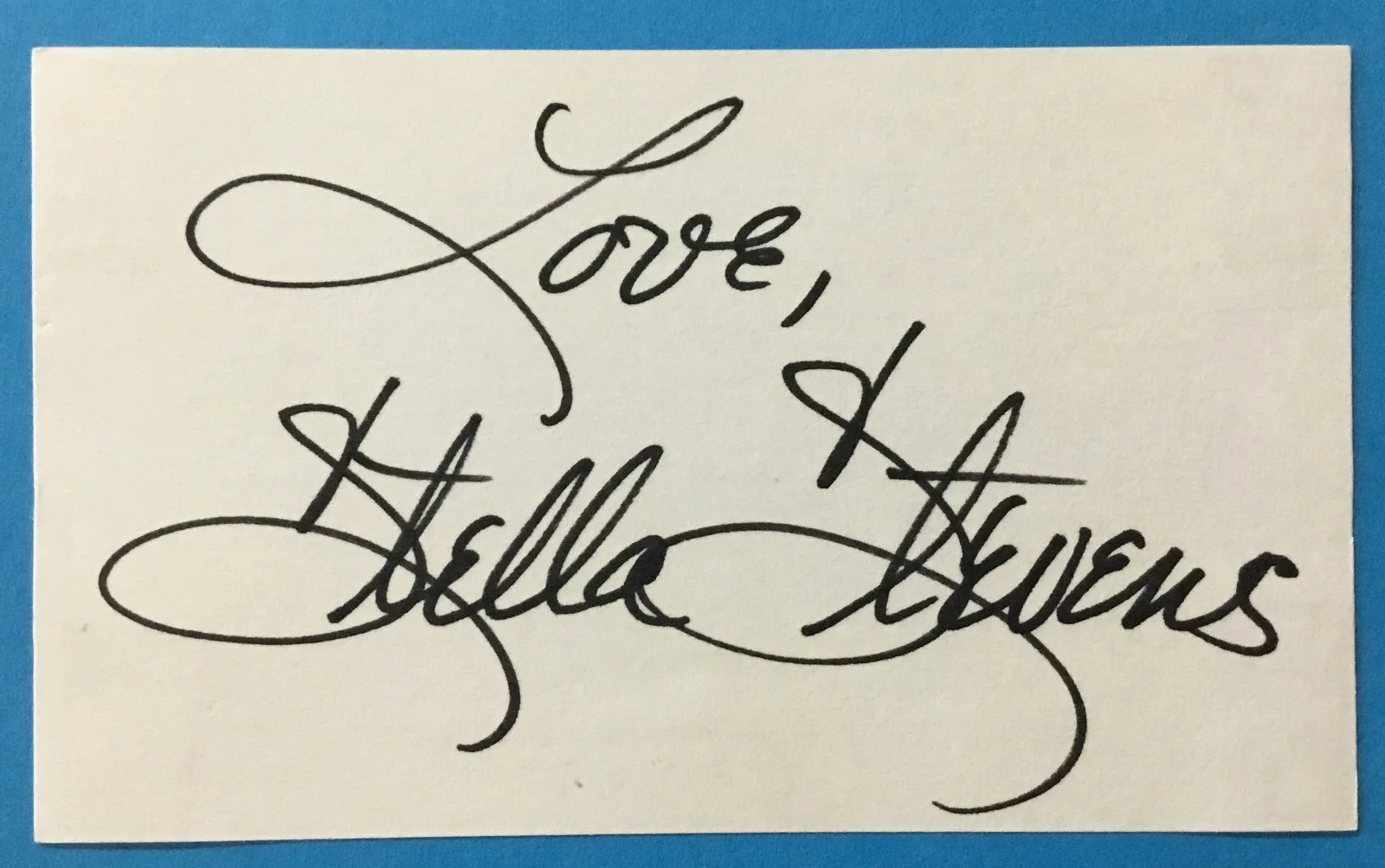 Stella Stevens — Stella Stevens Signed Index Card with Color Photograph, image 3
