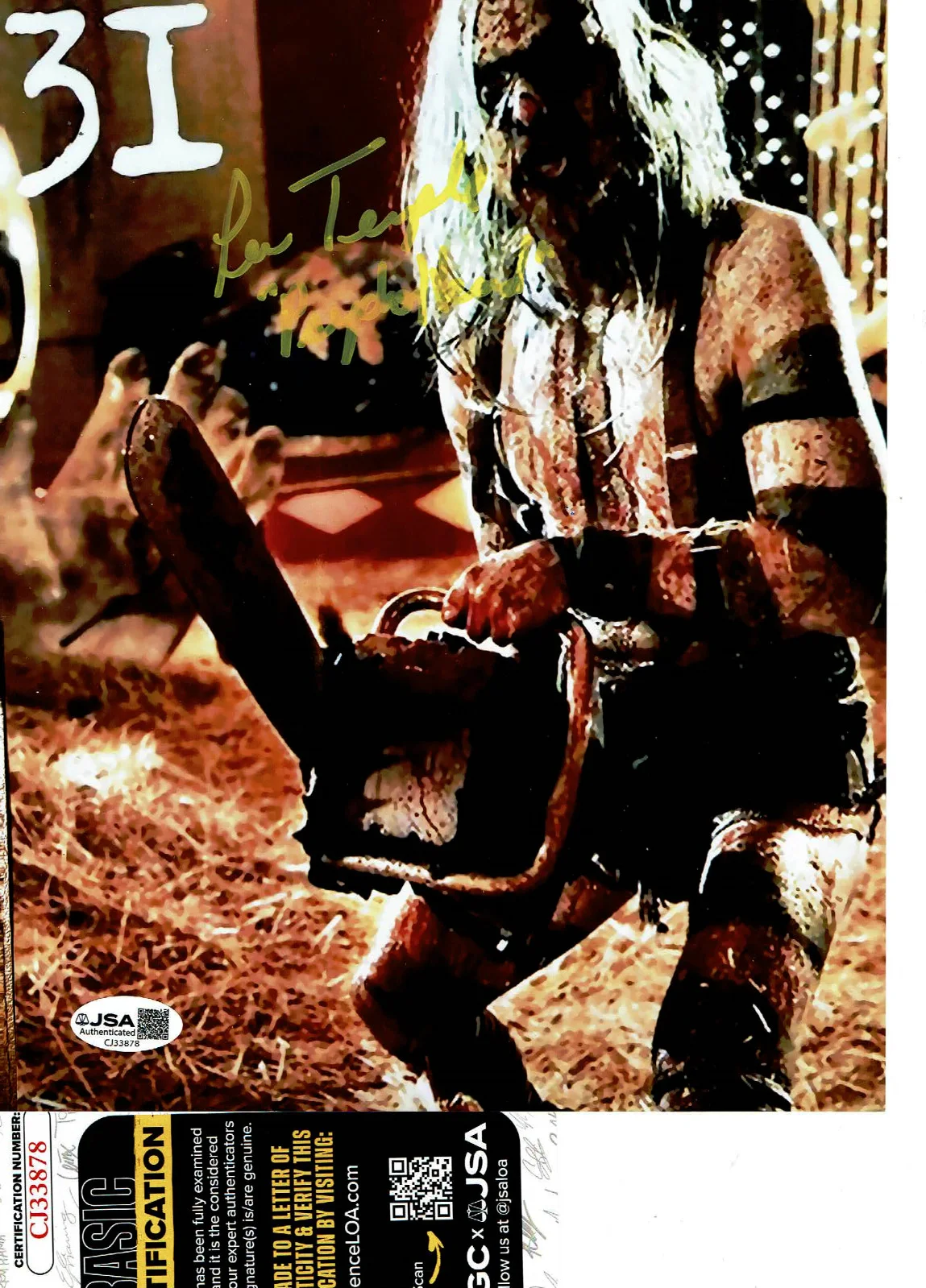 Lew temple — 31 A Rob Zombie Flim Lew Temple autographed 8x10 chain saw photo JSA Certified