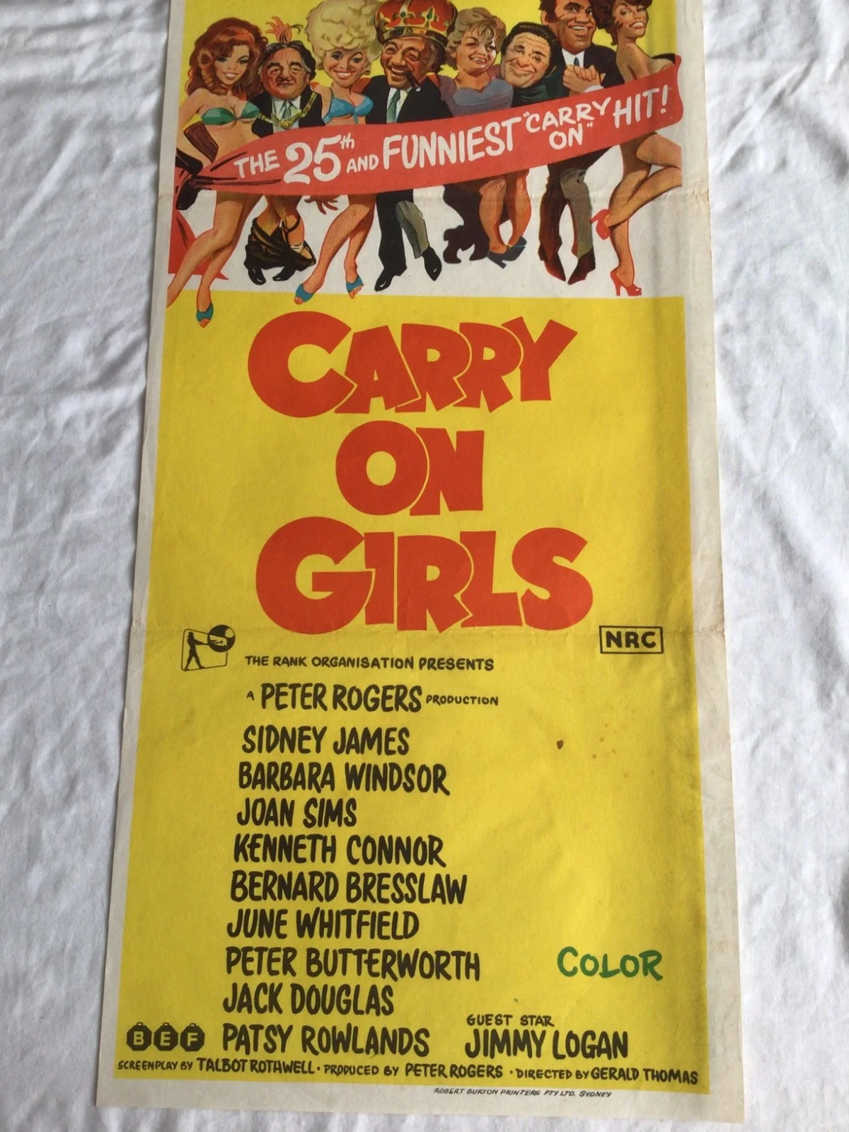 Carry on Girls Original 1973 Australian Daybill movie poster, изображение 2