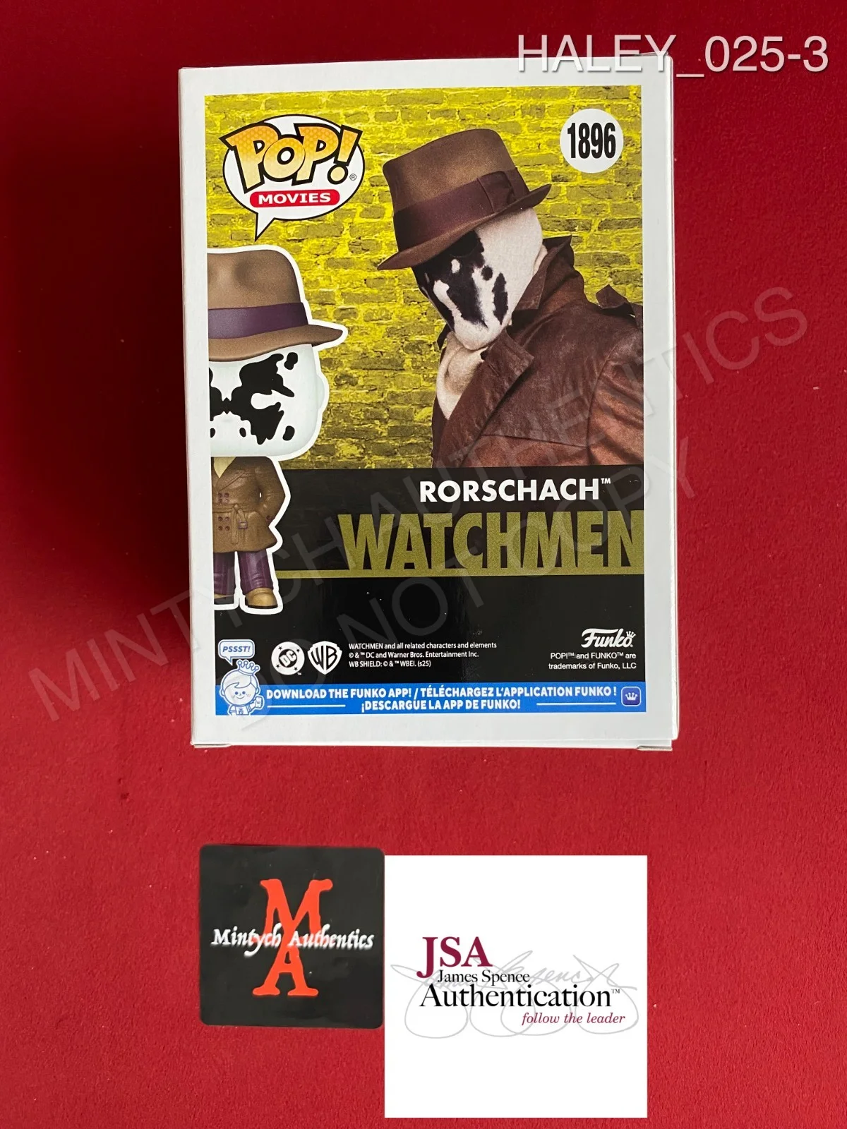 Jackie Earle Haley — Jackie Earle Haley autographed signed Watchmen Rorschach Funko Pop #1896 JSA, изображение 3
